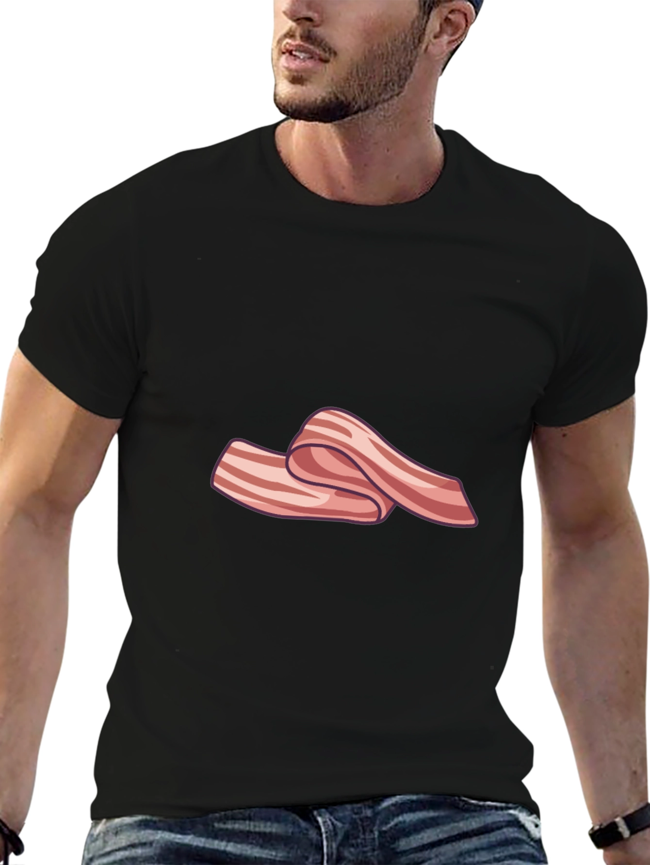 Bacon Strip Graphic T-Shirt - Black