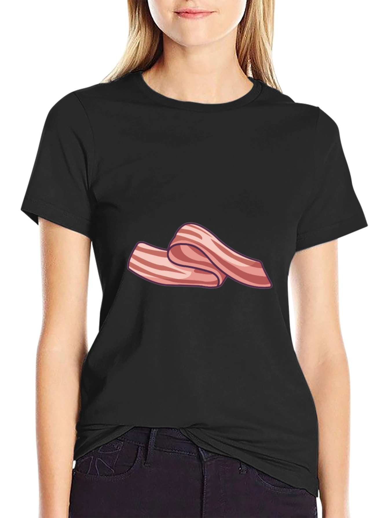 Bacon Strip Graphic T-Shirt - Black