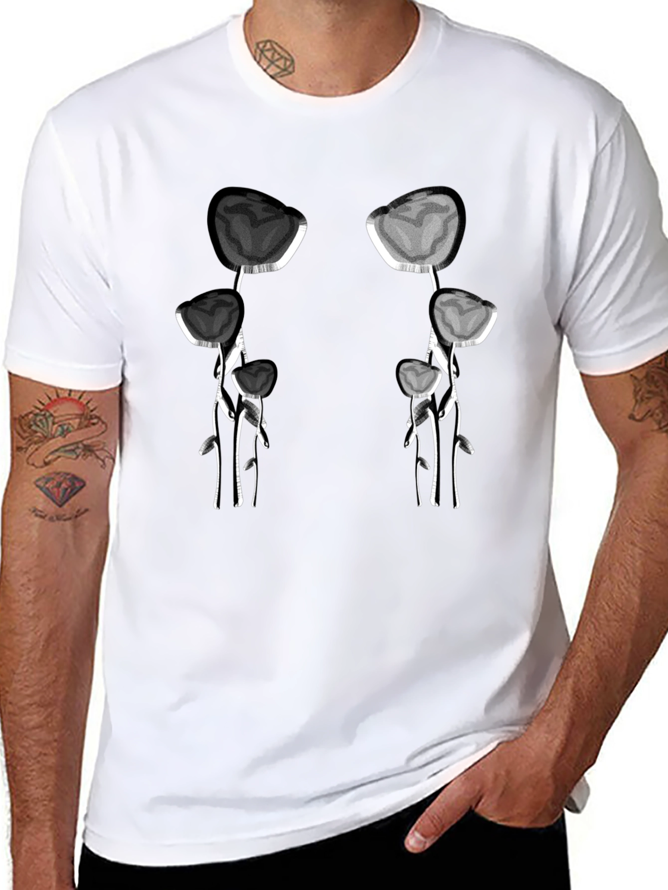 Unique Floral Skull T-Shirt