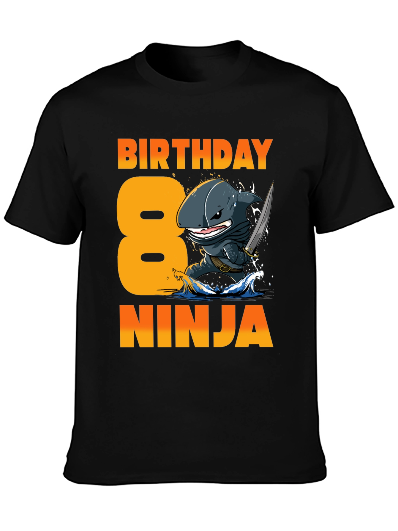 Birthday Shark Ninja T-Shirt -  8 Years Old