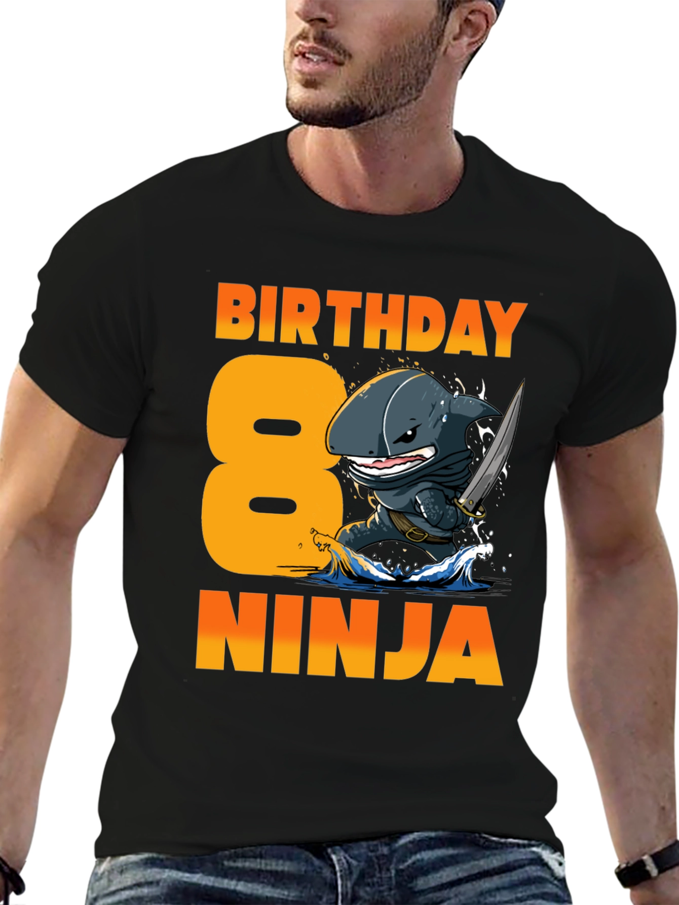 Birthday Shark Ninja T-Shirt -  8 Years Old