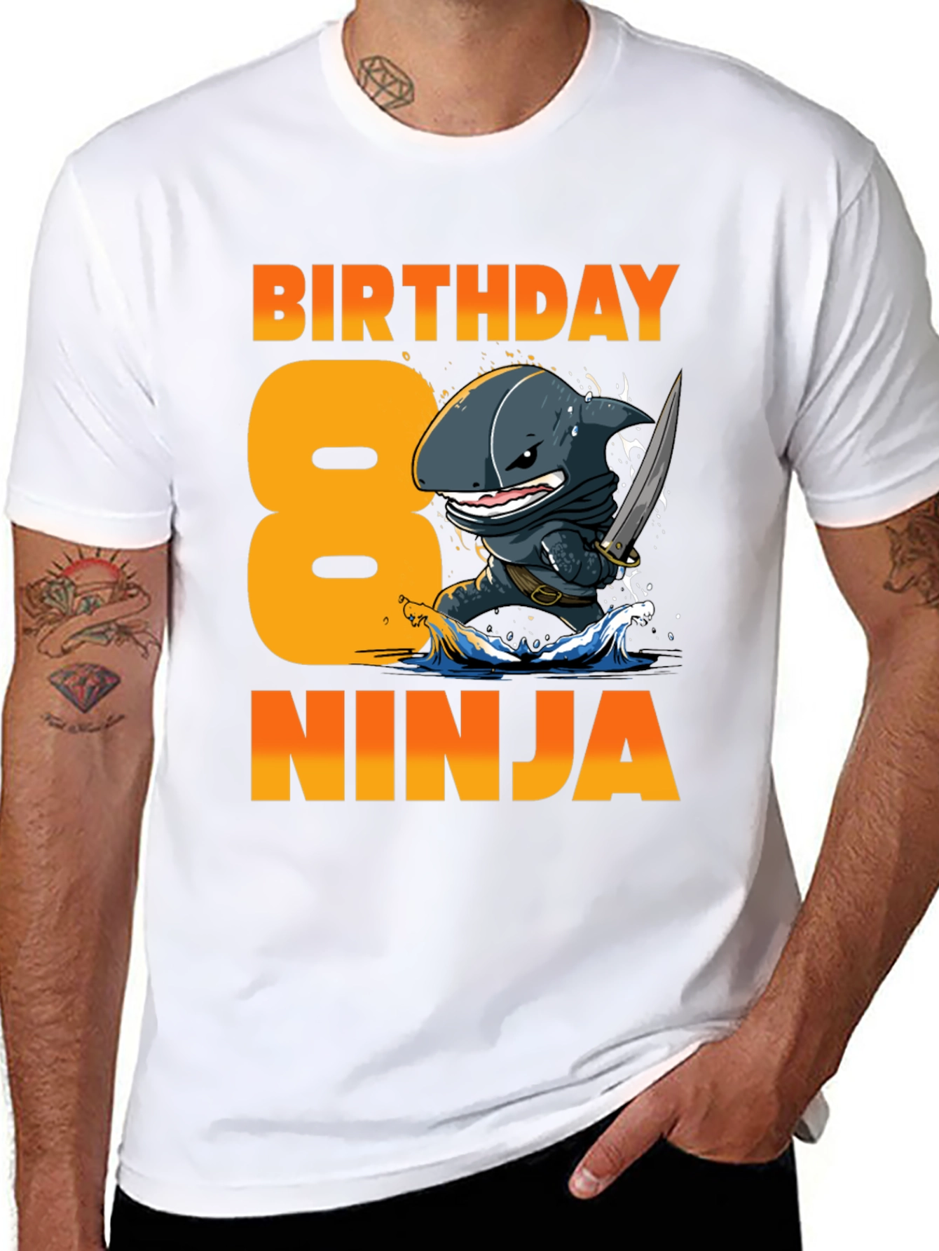 Birthday Shark Ninja T-Shirt -  8 Years Old