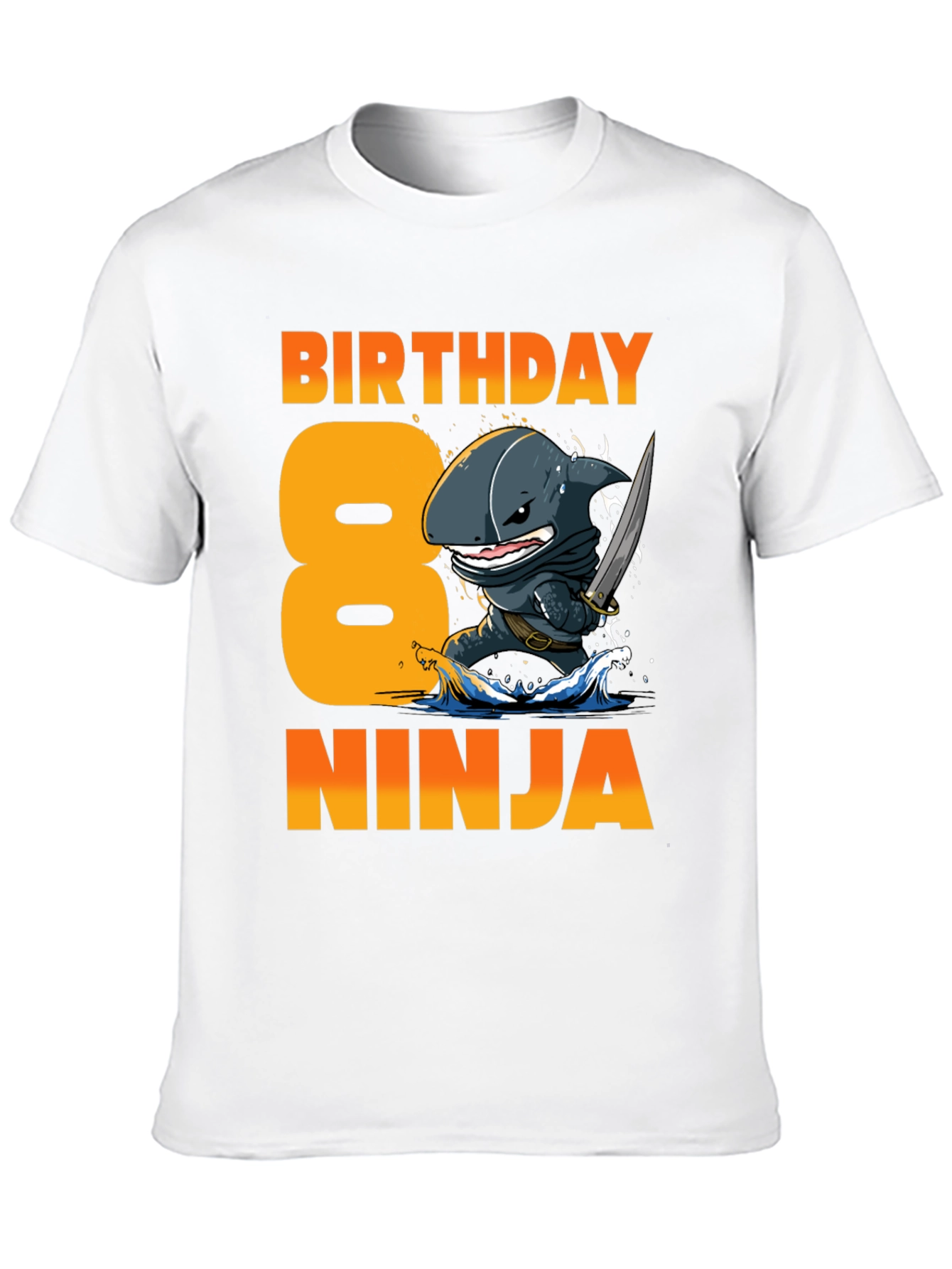 Birthday Shark Ninja T-Shirt -  8 Years Old
