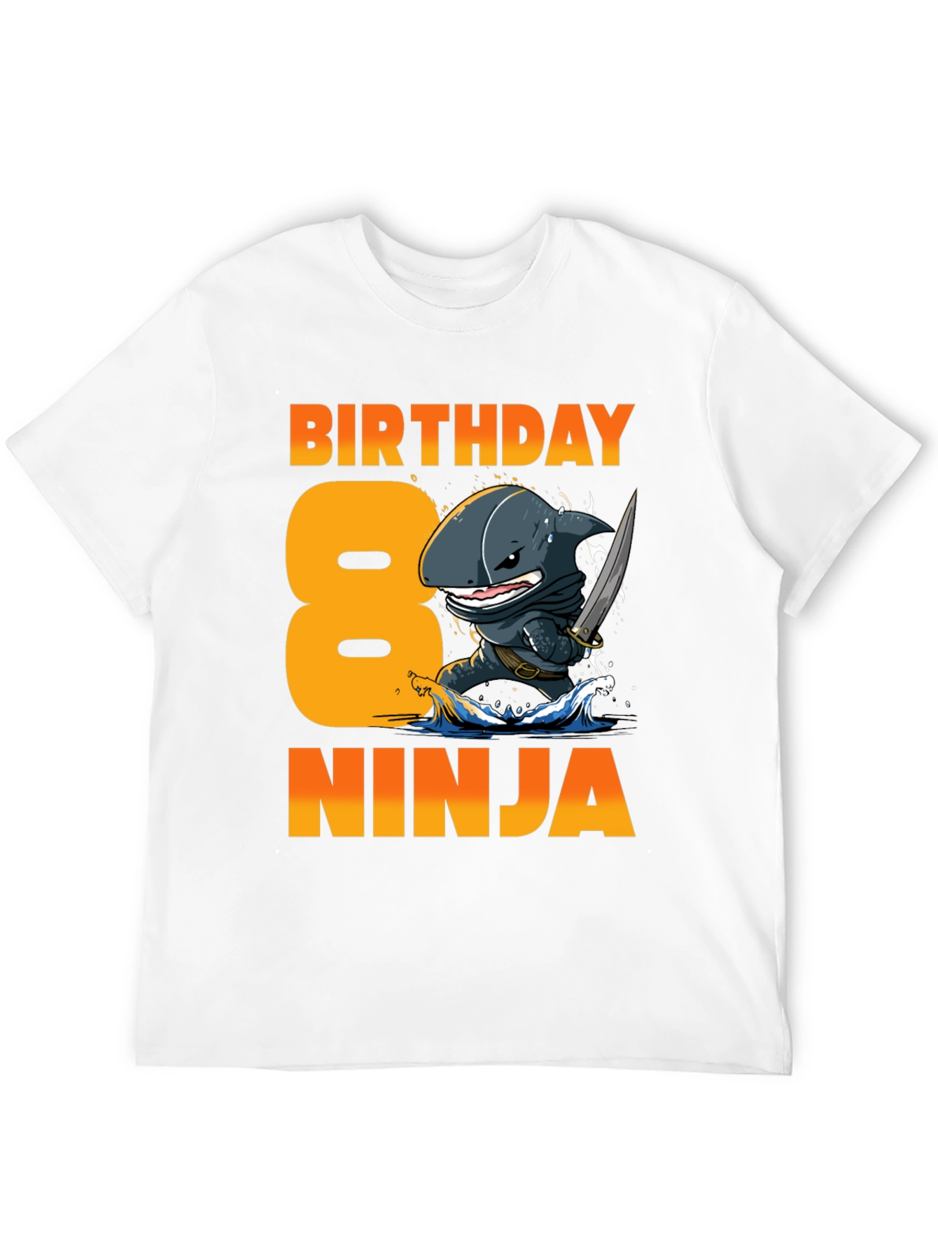 Birthday Shark Ninja T-Shirt -  8 Years Old