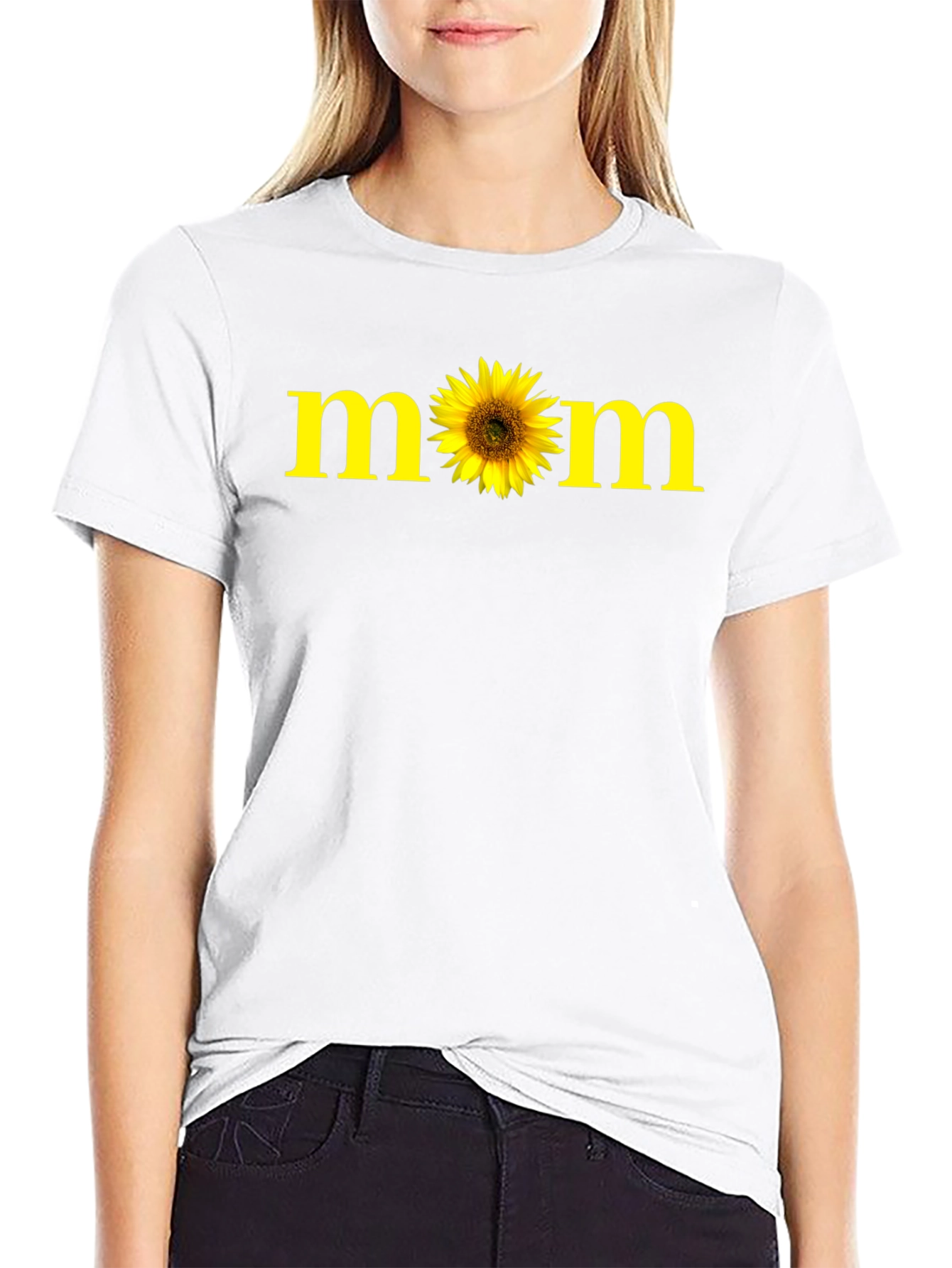 Sunflower Mom Graphic Tee - Black Casual T-Shirt