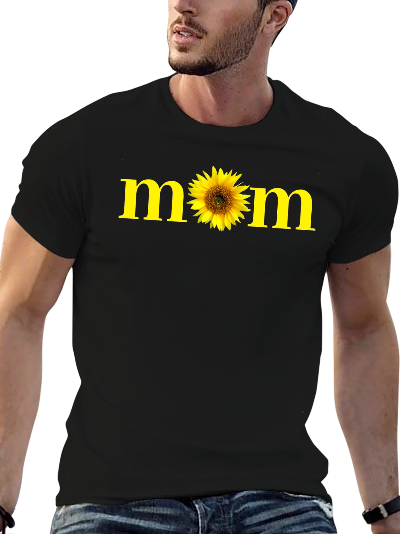 Sunflower Mom Graphic Tee - Black Casual T-Shirt