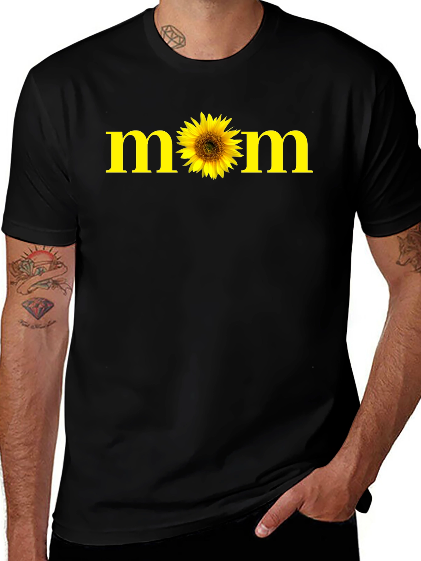 Sunflower Mom Graphic Tee - Black Casual T-Shirt
