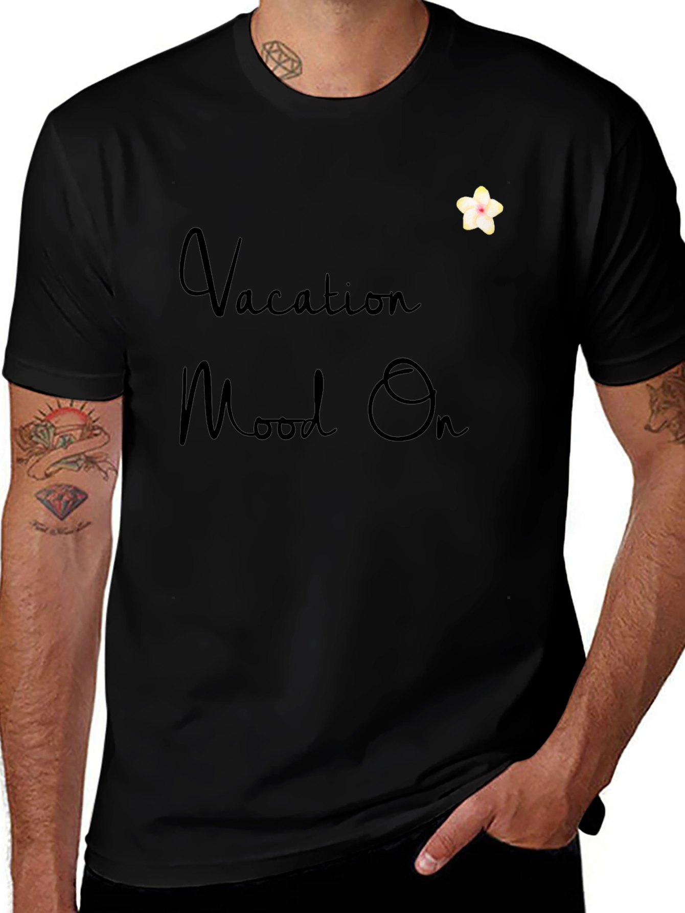 Vacation Mood On Black T-Shirt