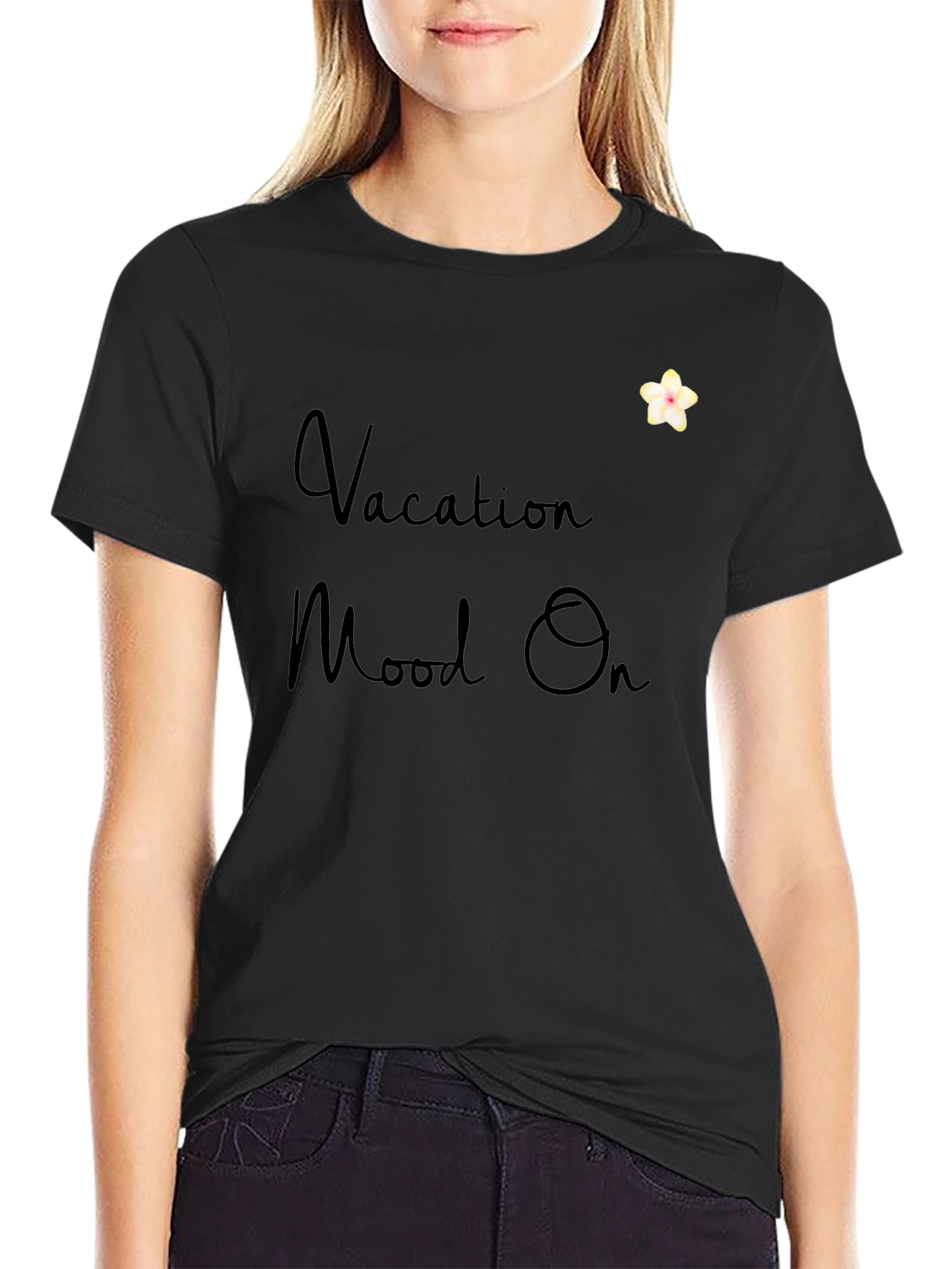 Vacation Mood On Black T-Shirt