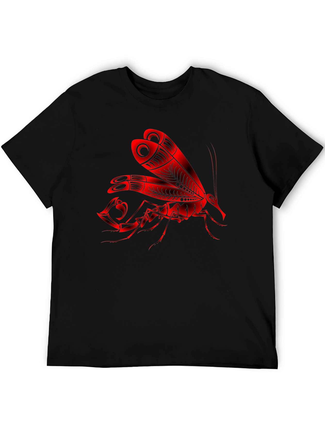 Red Insect Graphic Black T-Shirt