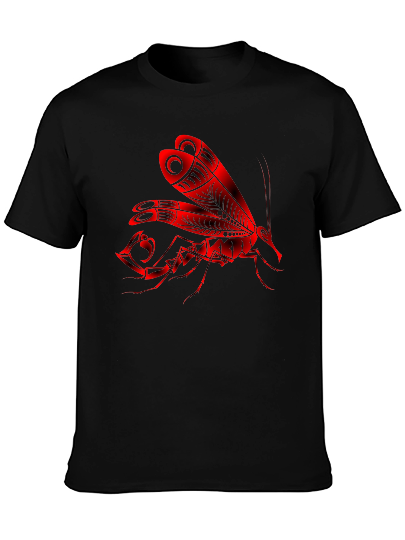 Red Insect Graphic Black T-Shirt