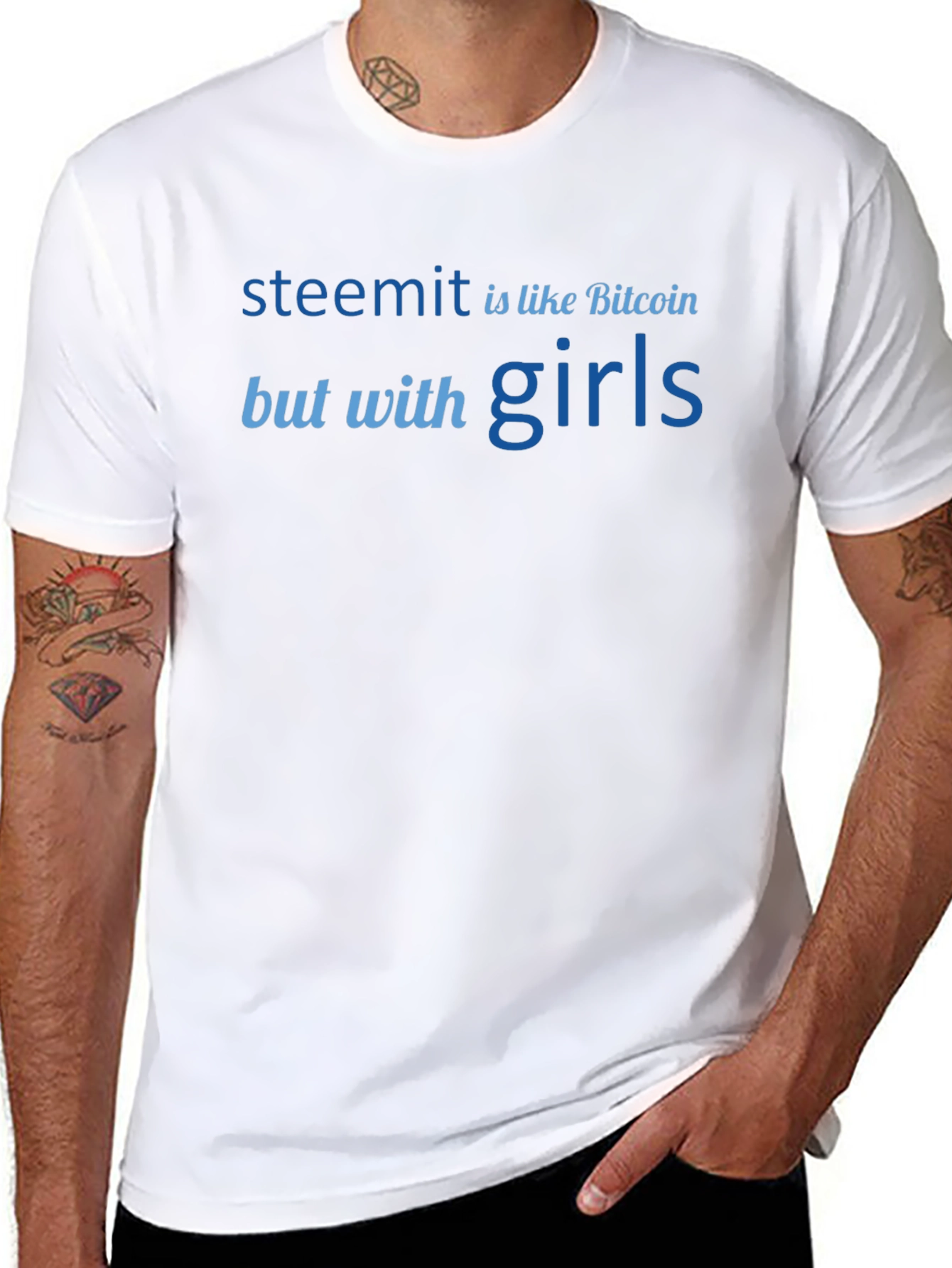 Steemit Bitcoin But With Girls Black Graphic Tee