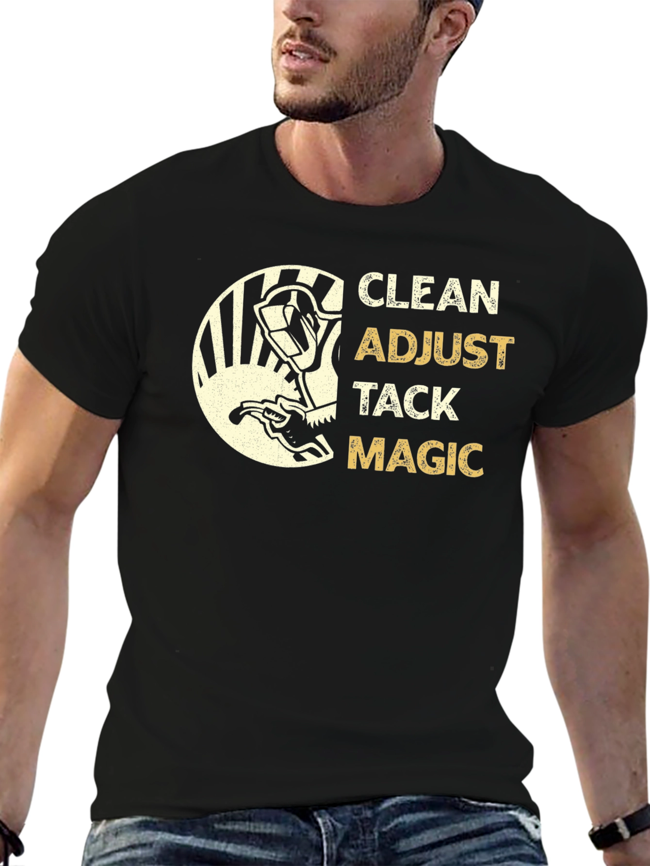 Welding Clean Adjust Tack Magic Black T-Shirt