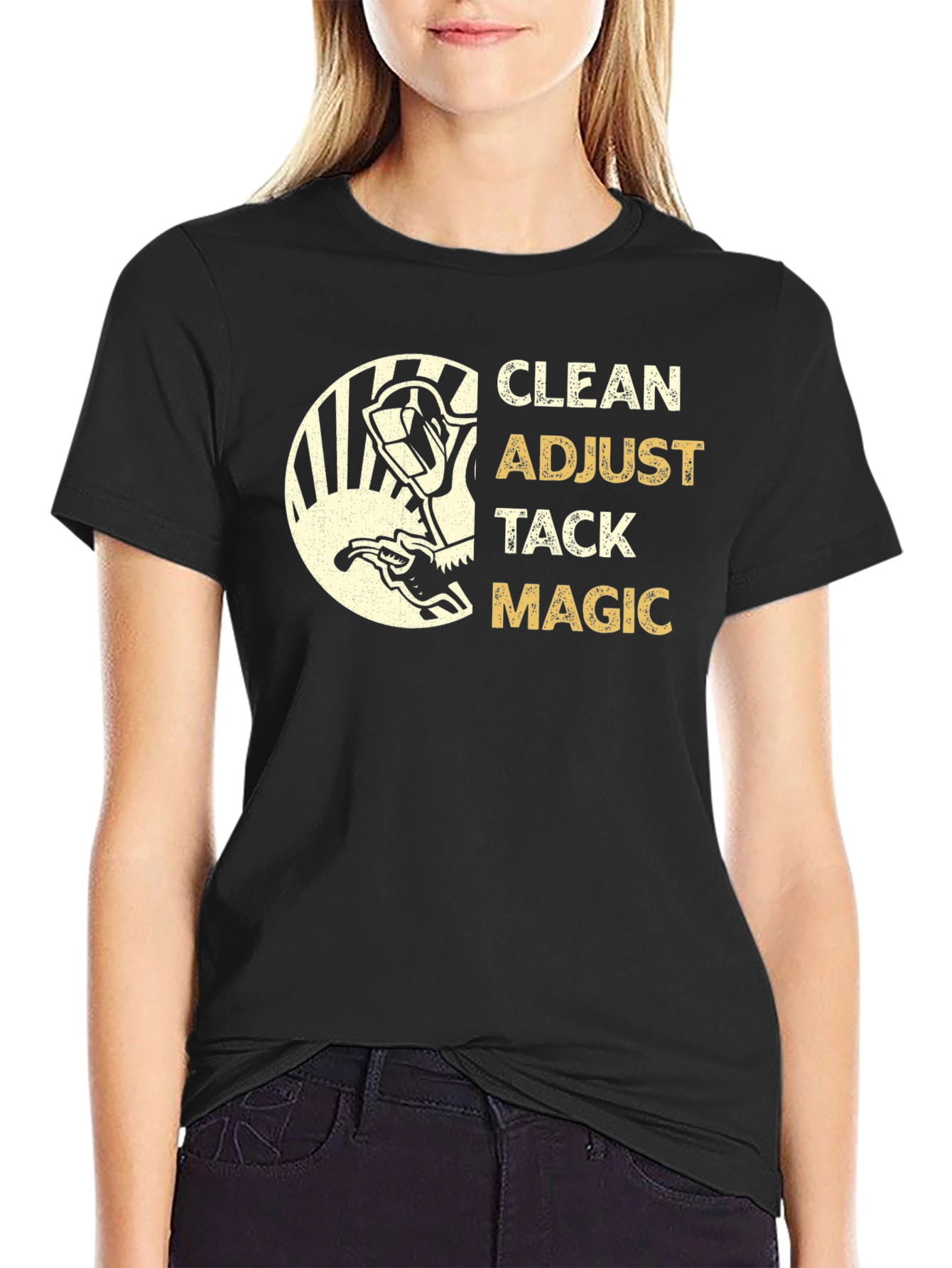 Welding Clean Adjust Tack Magic Black T-Shirt