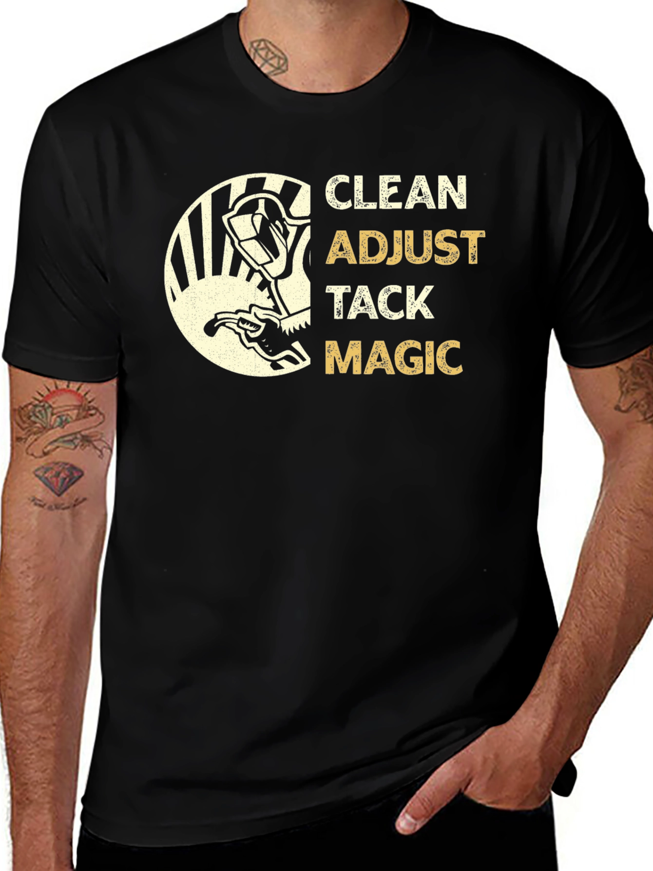Welding Clean Adjust Tack Magic Black T-Shirt