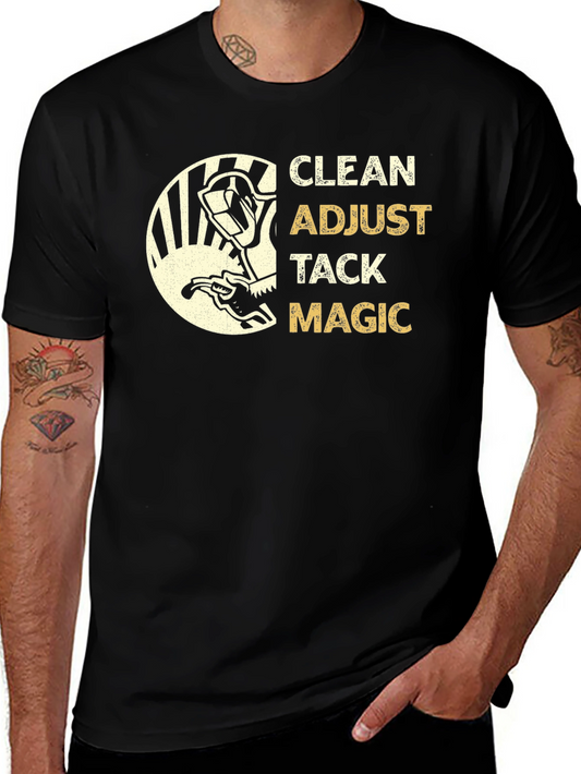 Welding Clean Adjust Tack Magic Black T-Shirt