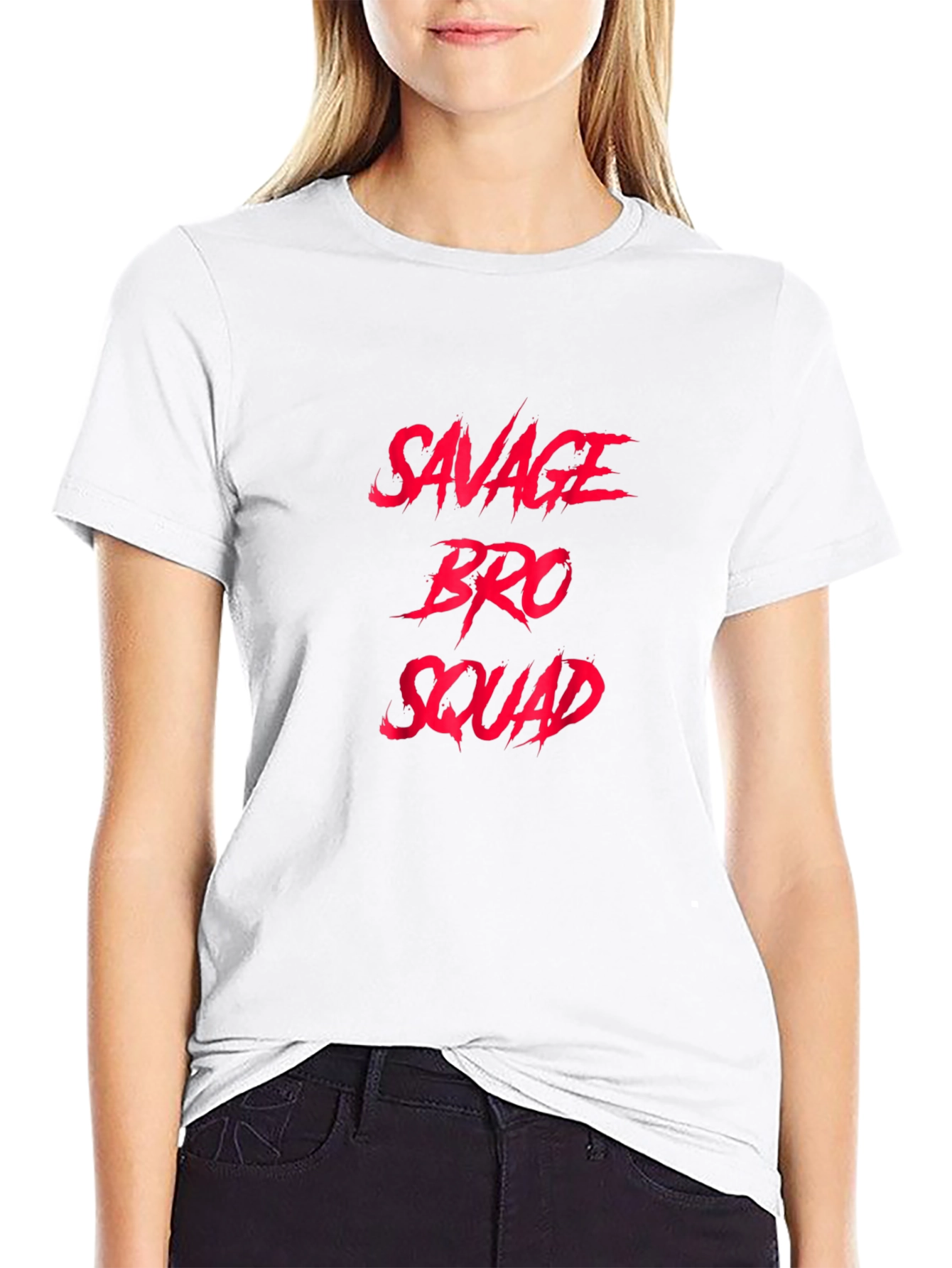 Savage Bro Squad Graphic T-Shirt - Bold Red Text