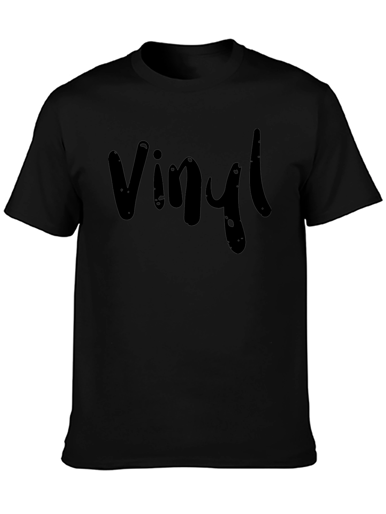 Vinyl Graphic Tee - Classic Black Cotton T-Shirt