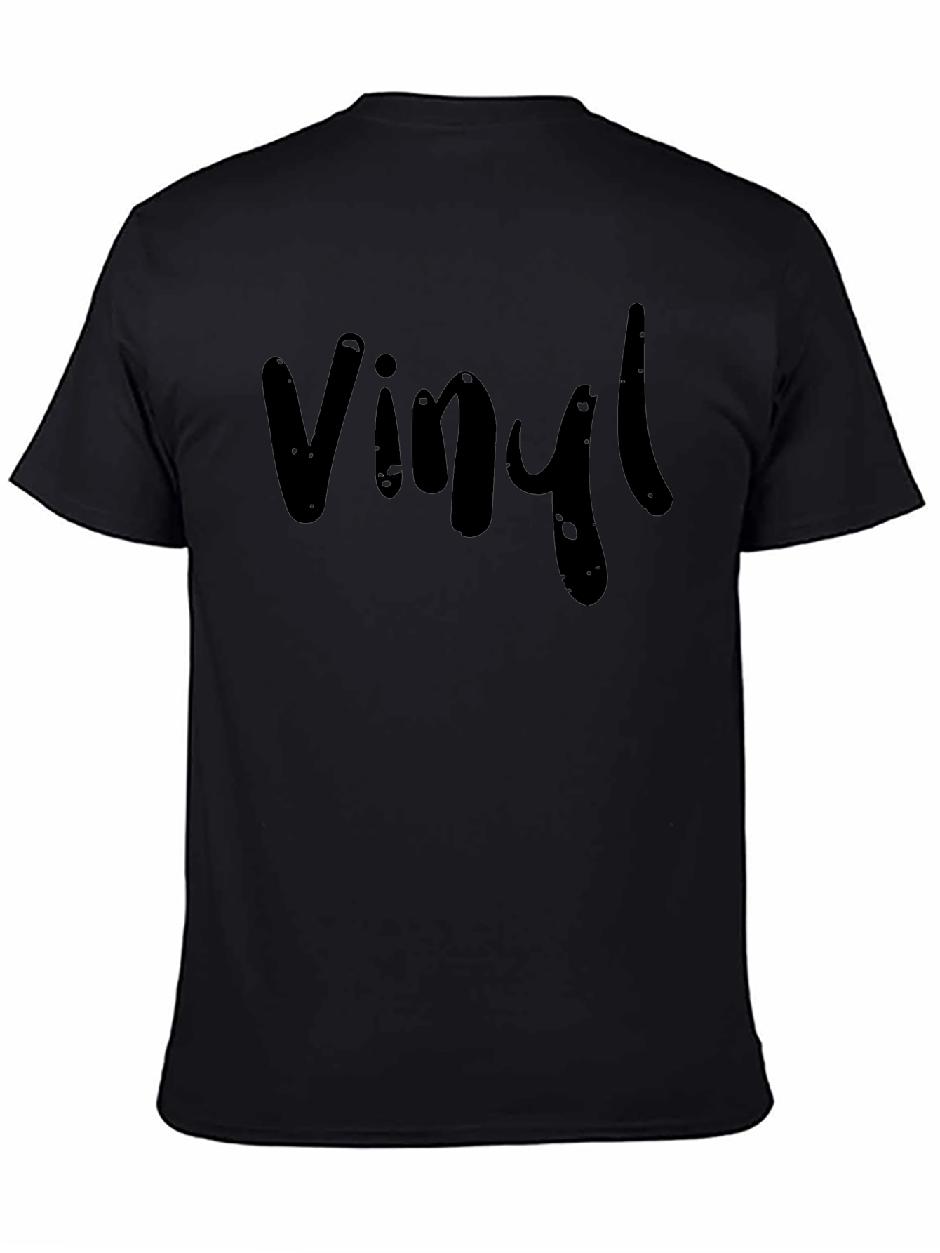 Vinyl Graphic Tee - Classic Black Cotton T-Shirt
