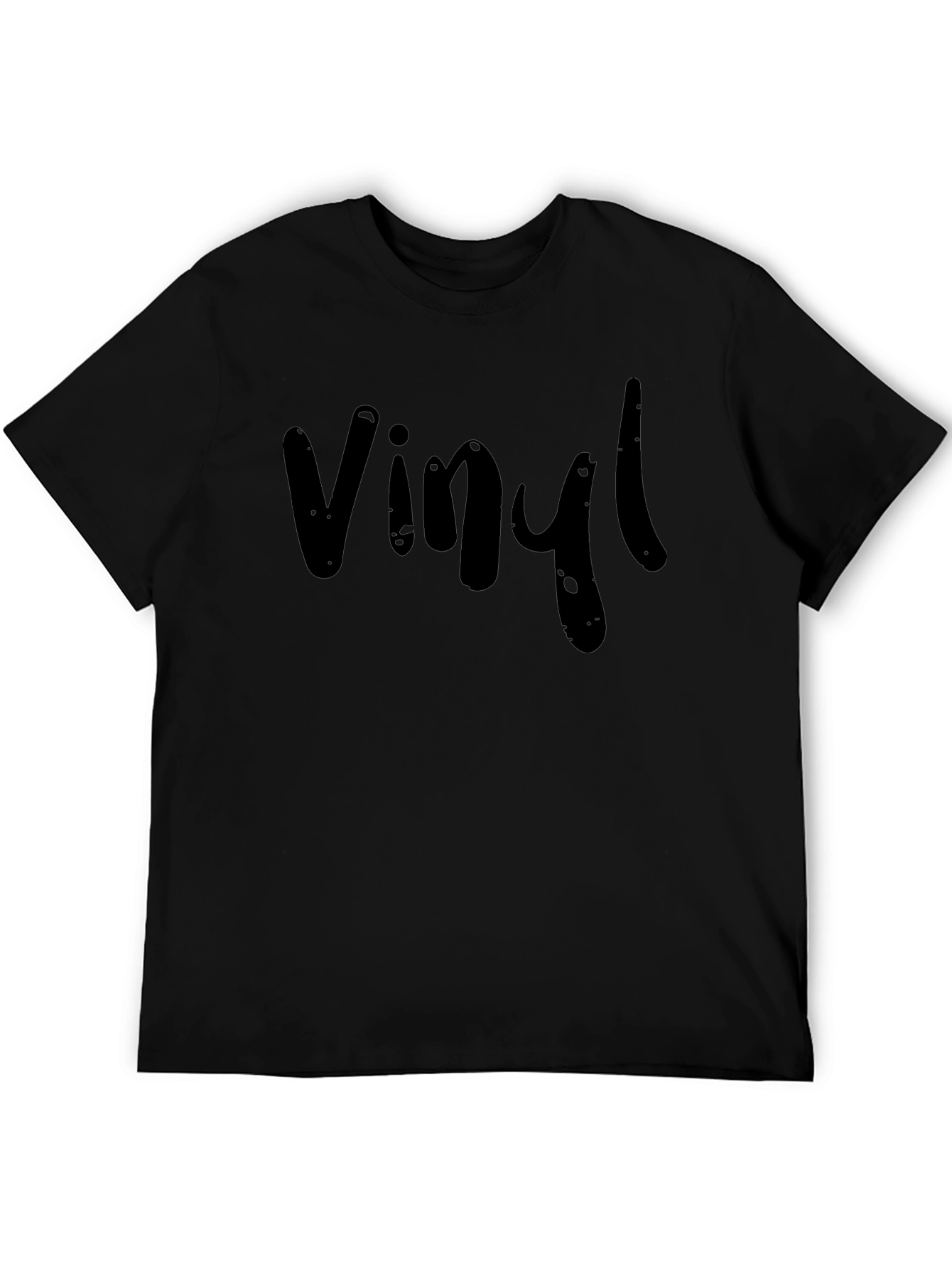 Vinyl Graphic Tee - Classic Black Cotton T-Shirt