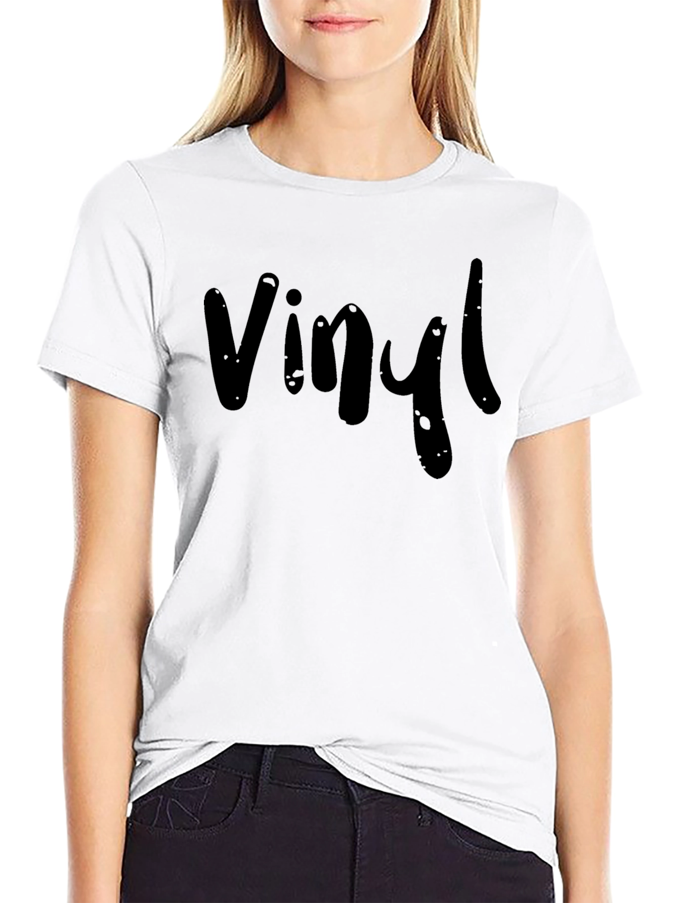 Vinyl Graphic Tee - Classic Black Cotton T-Shirt