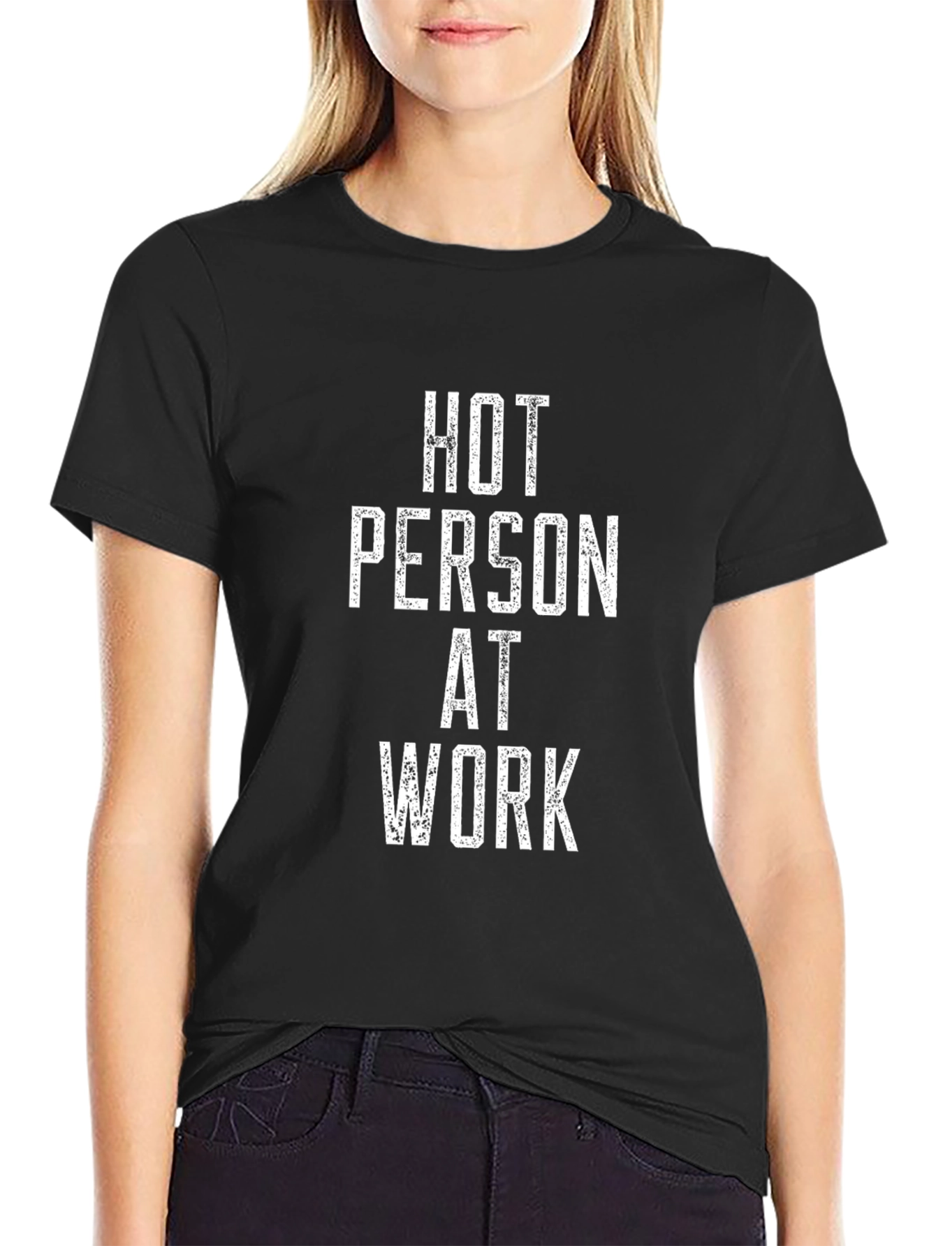 Hot Person at Work Black T-Shirt