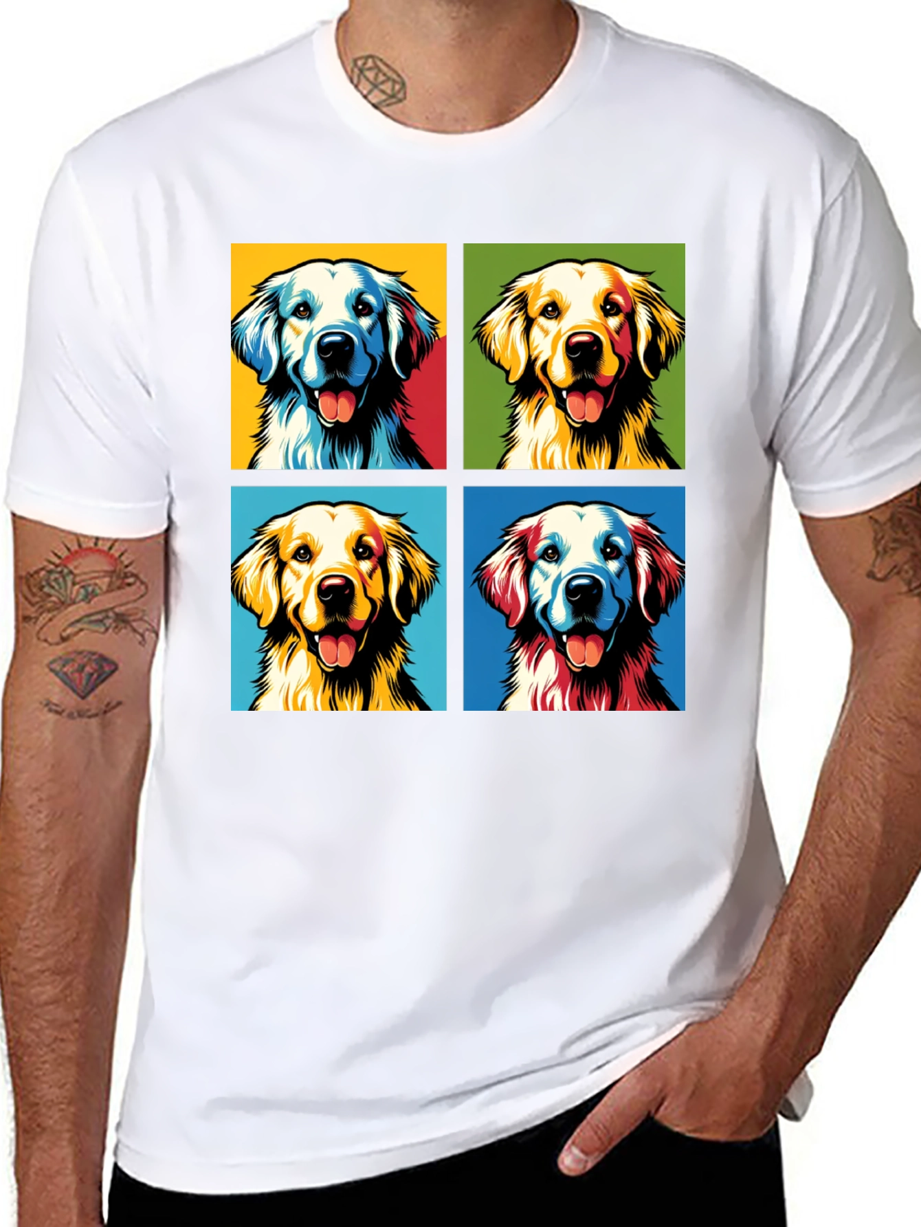 Golden Retriever Pop Art Graphic Tee
