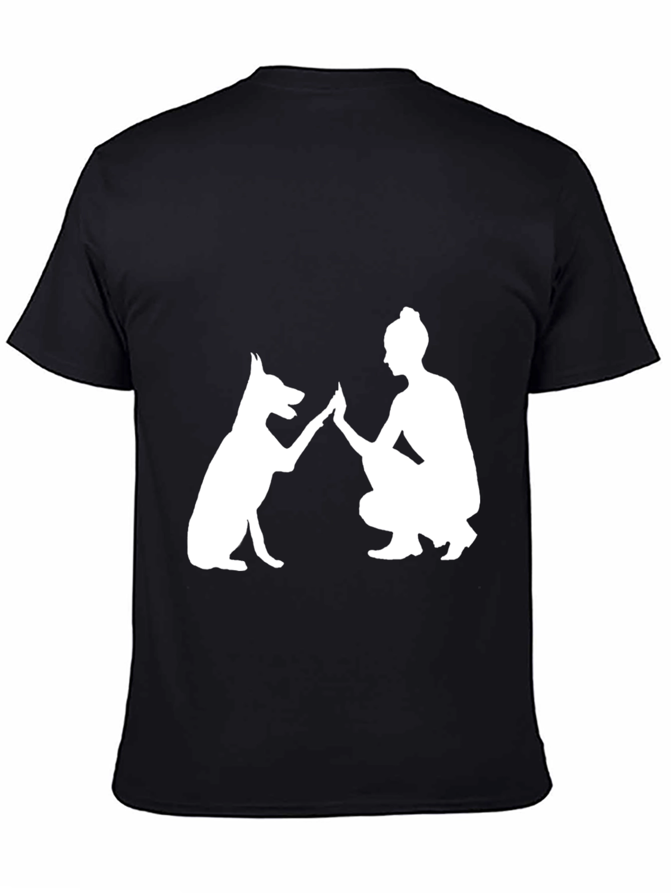 Dog & Woman High Five Graphic Tee - Black