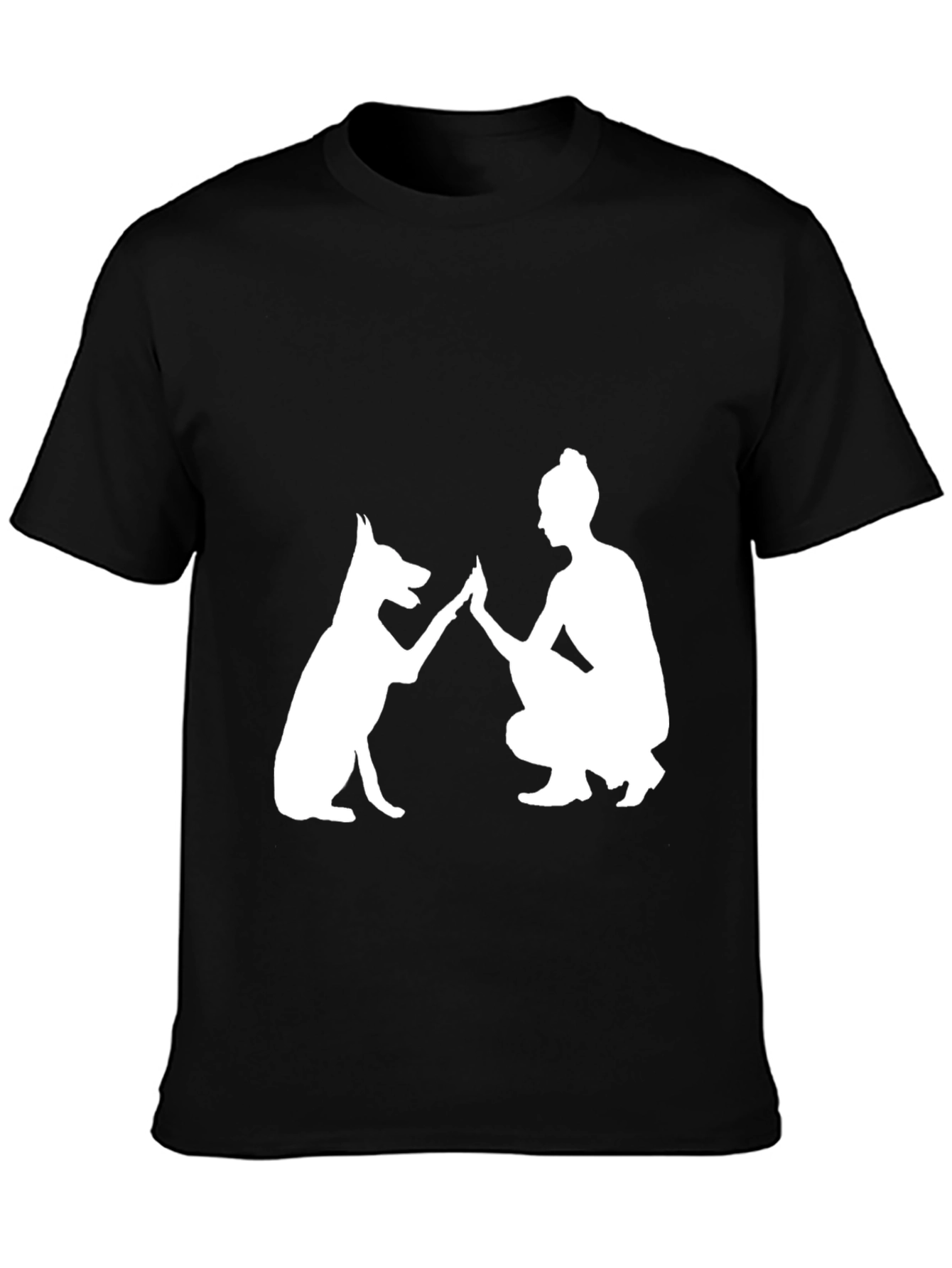 Dog & Woman High Five Graphic Tee - Black