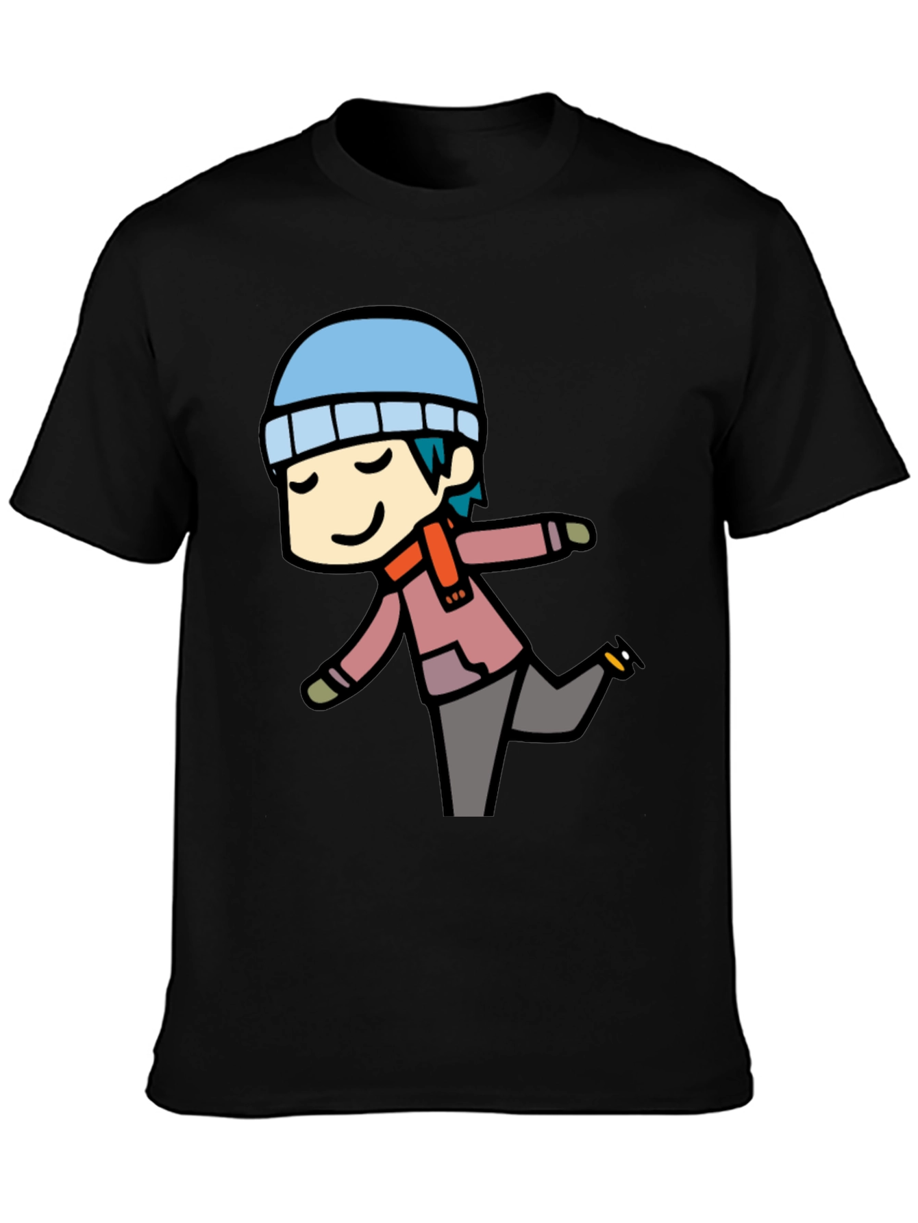 Cartoon Skater Black Tee
