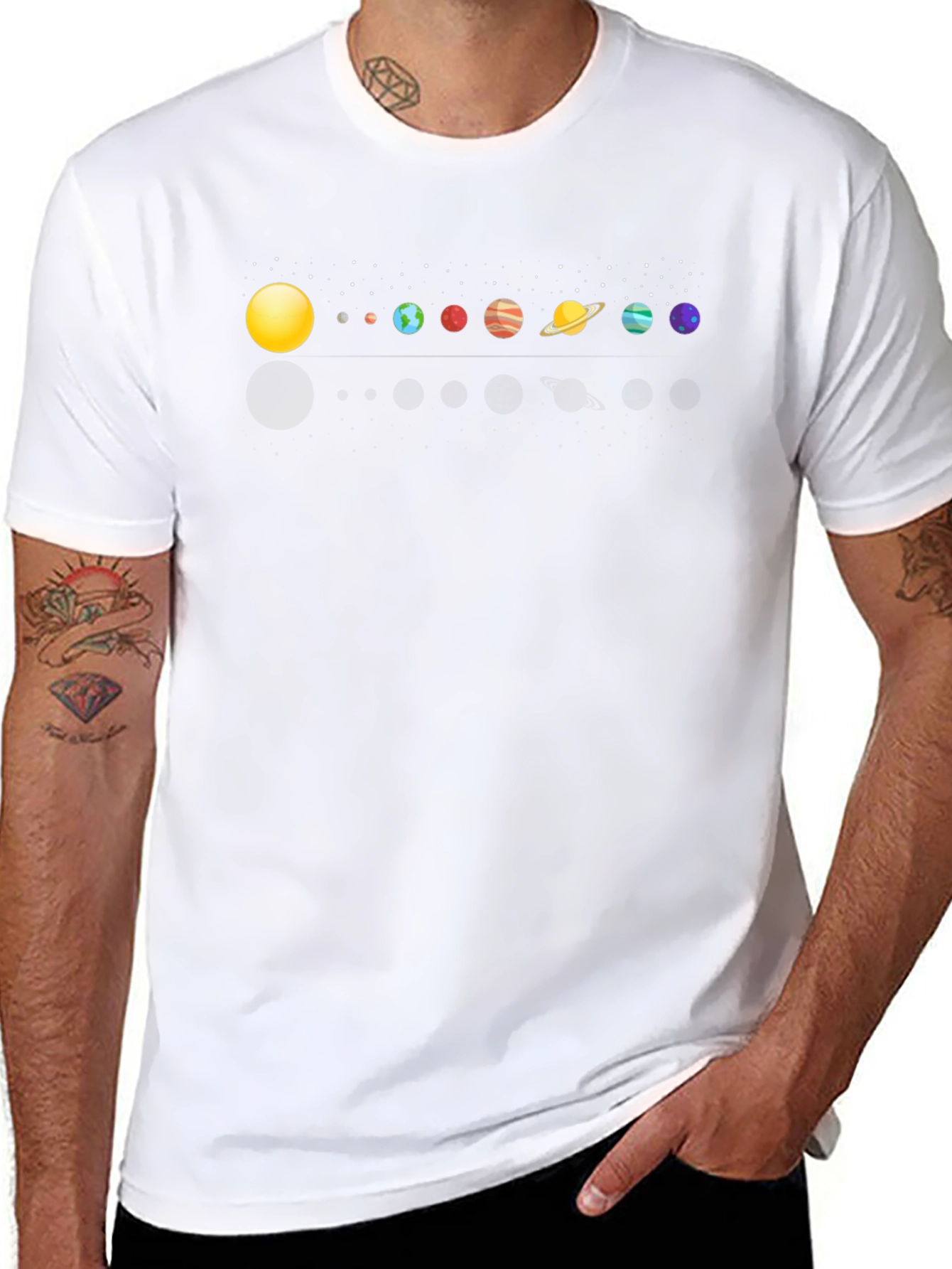Solar System Planets Graphic Print Black T-Shirt