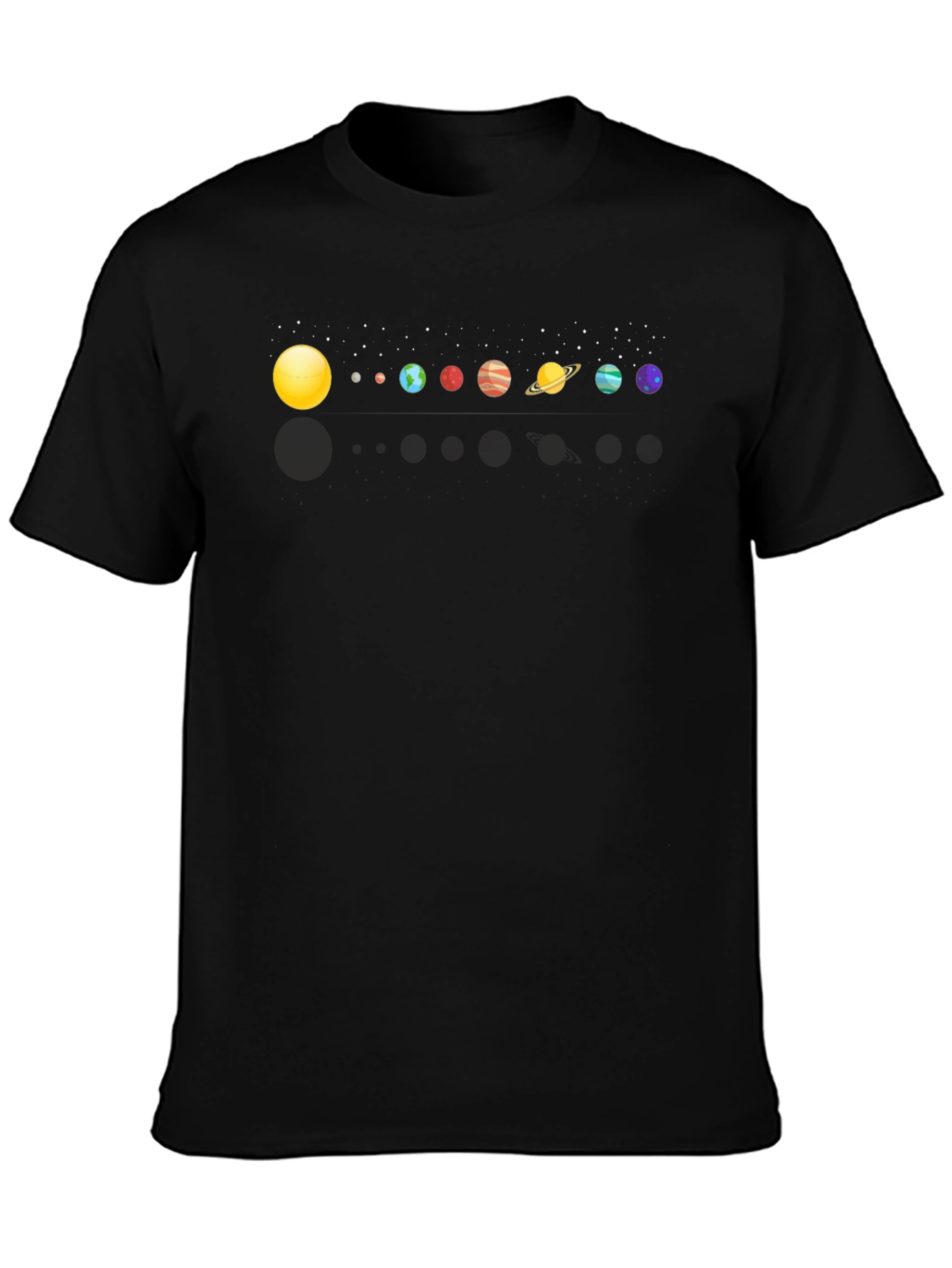 Solar System Planets Graphic Print Black T-Shirt