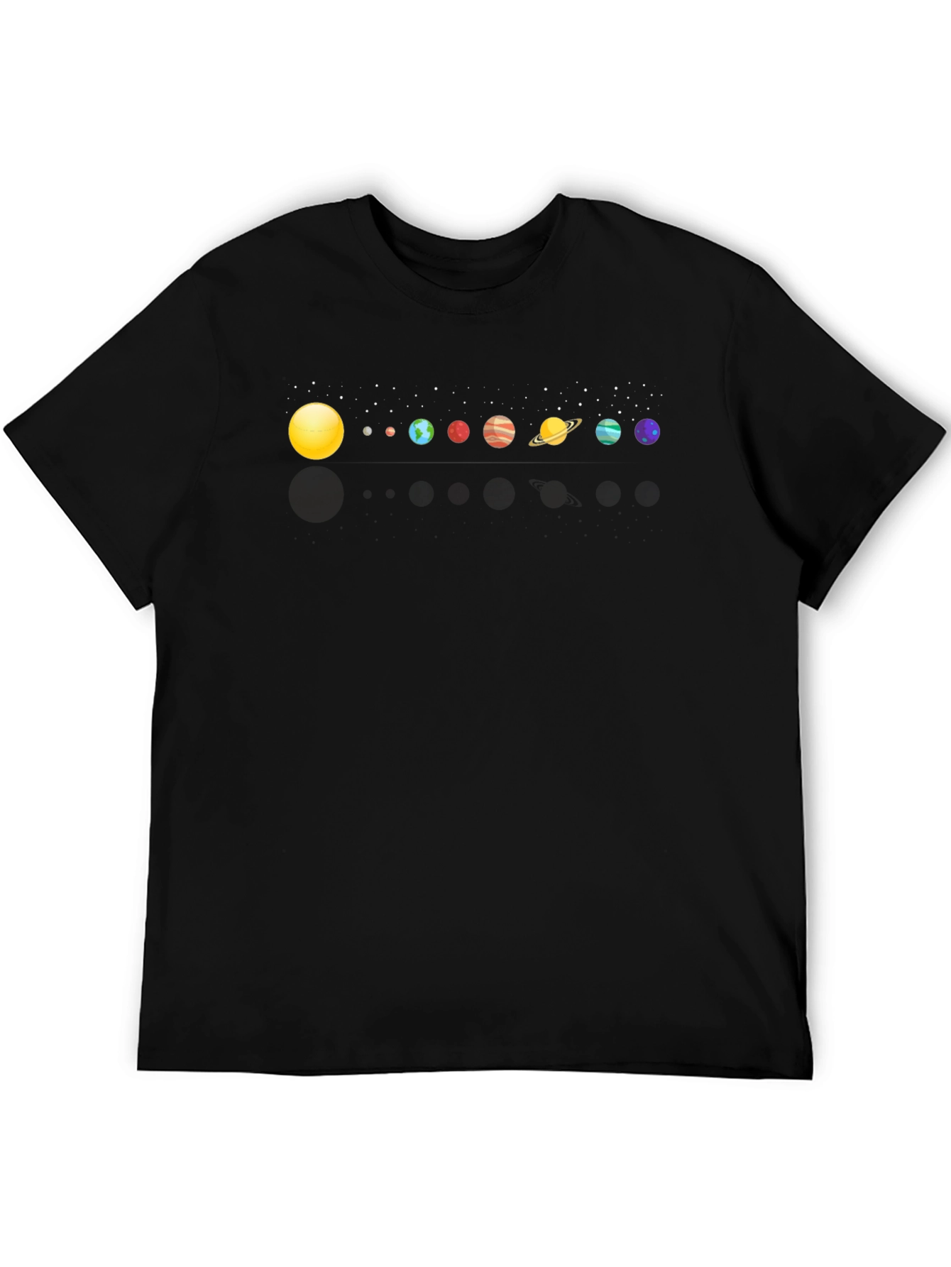 Solar System Planets Graphic Print Black T-Shirt
