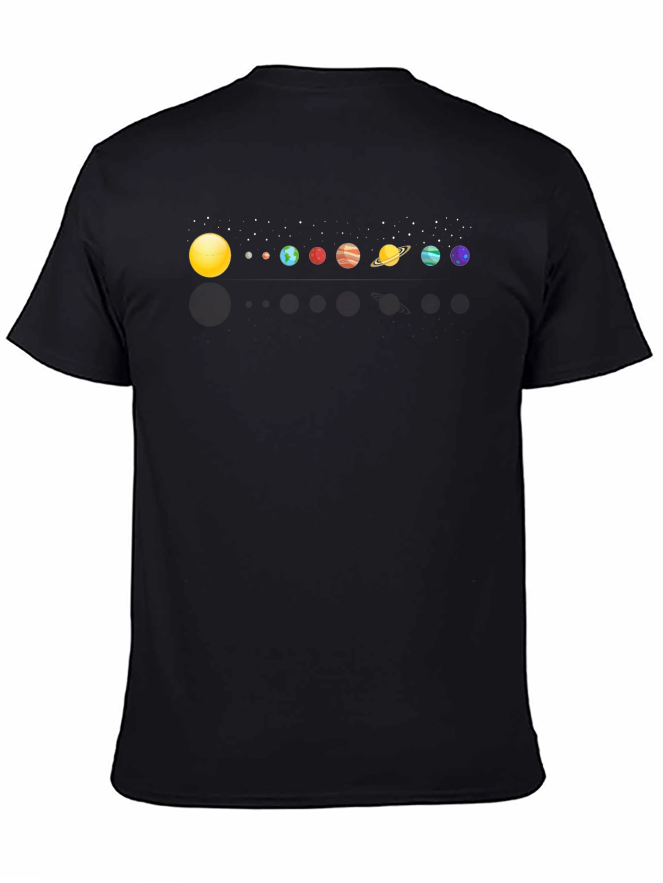 Solar System Planets Graphic Print Black T-Shirt