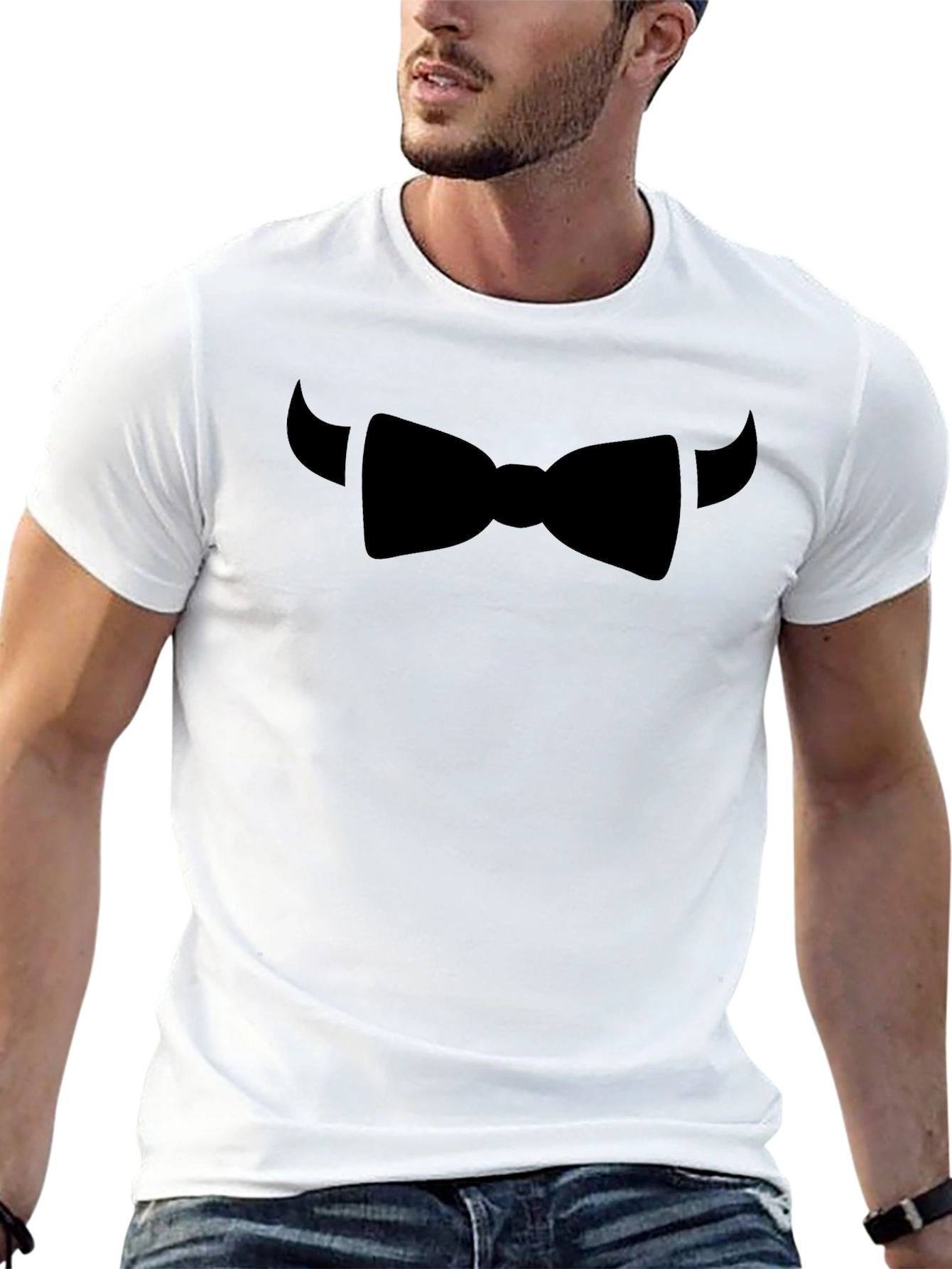 Devilishly Dapper Bow Tie T-Shirt - Black Cotton