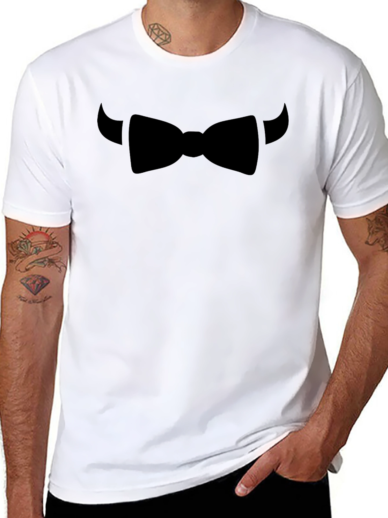 Devilishly Dapper Bow Tie T-Shirt - Black Cotton