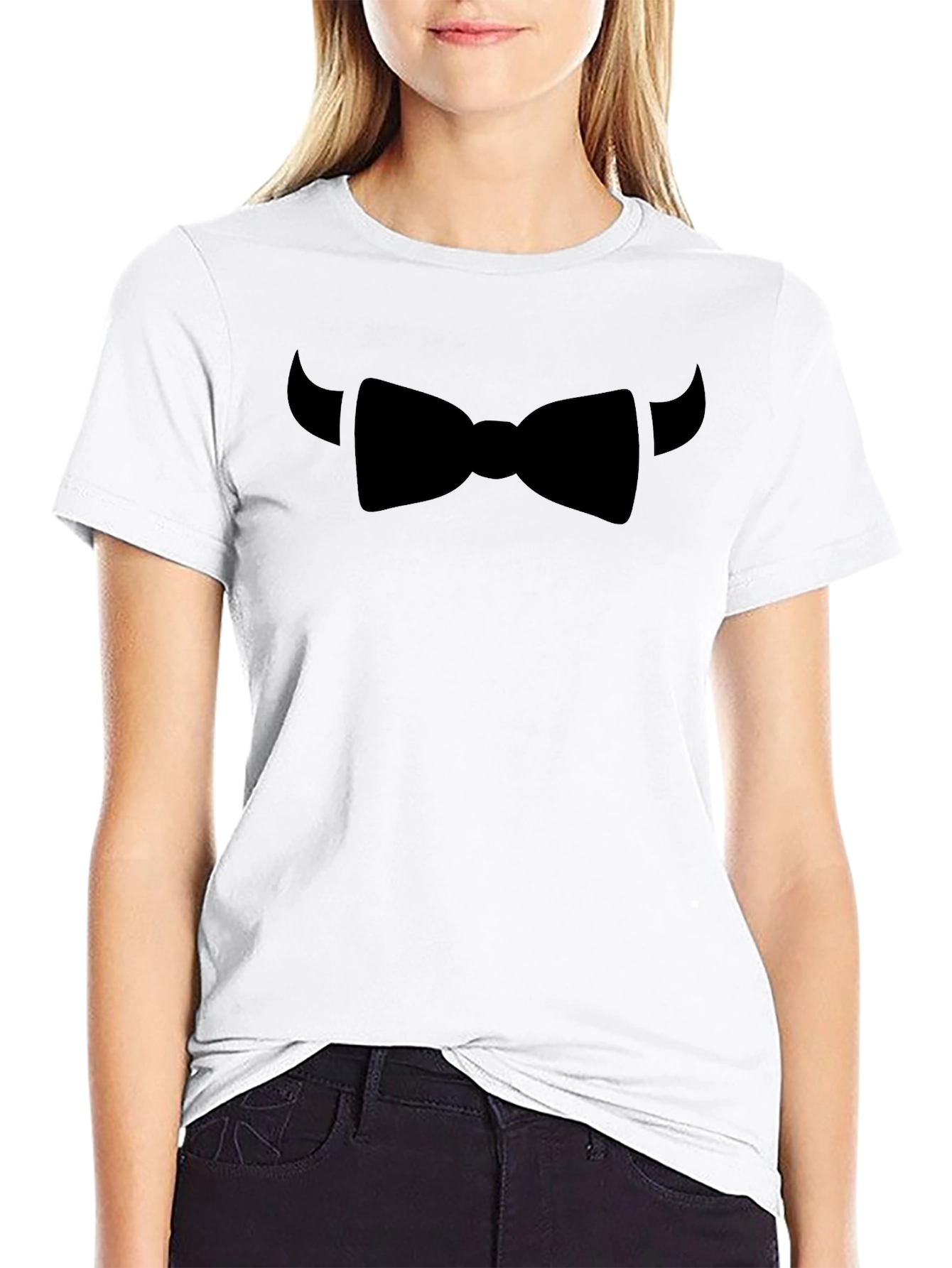 Devilishly Dapper Bow Tie T-Shirt - Black Cotton