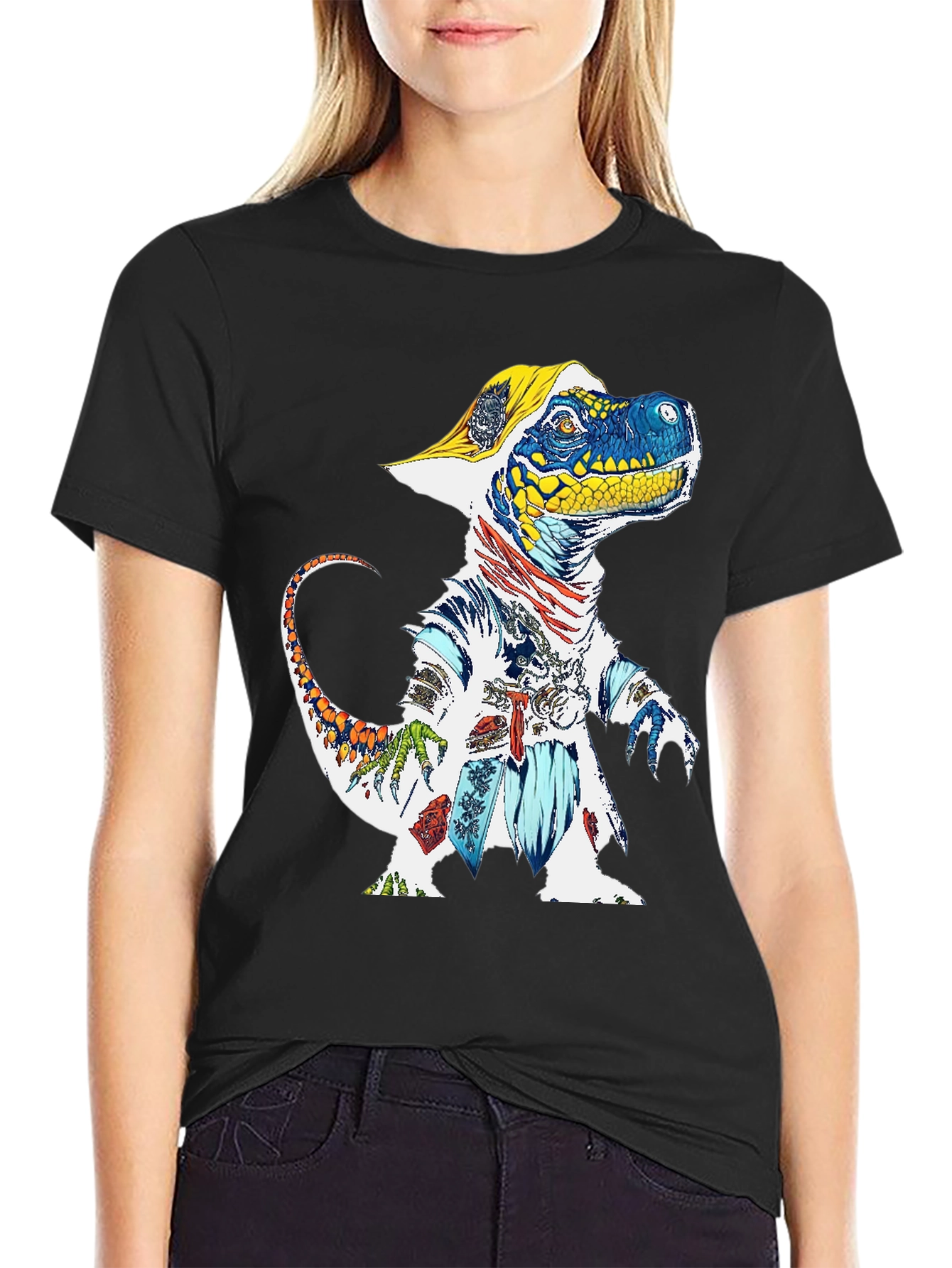 Dino Samurai Graphic Tee - Cool Casual Wear