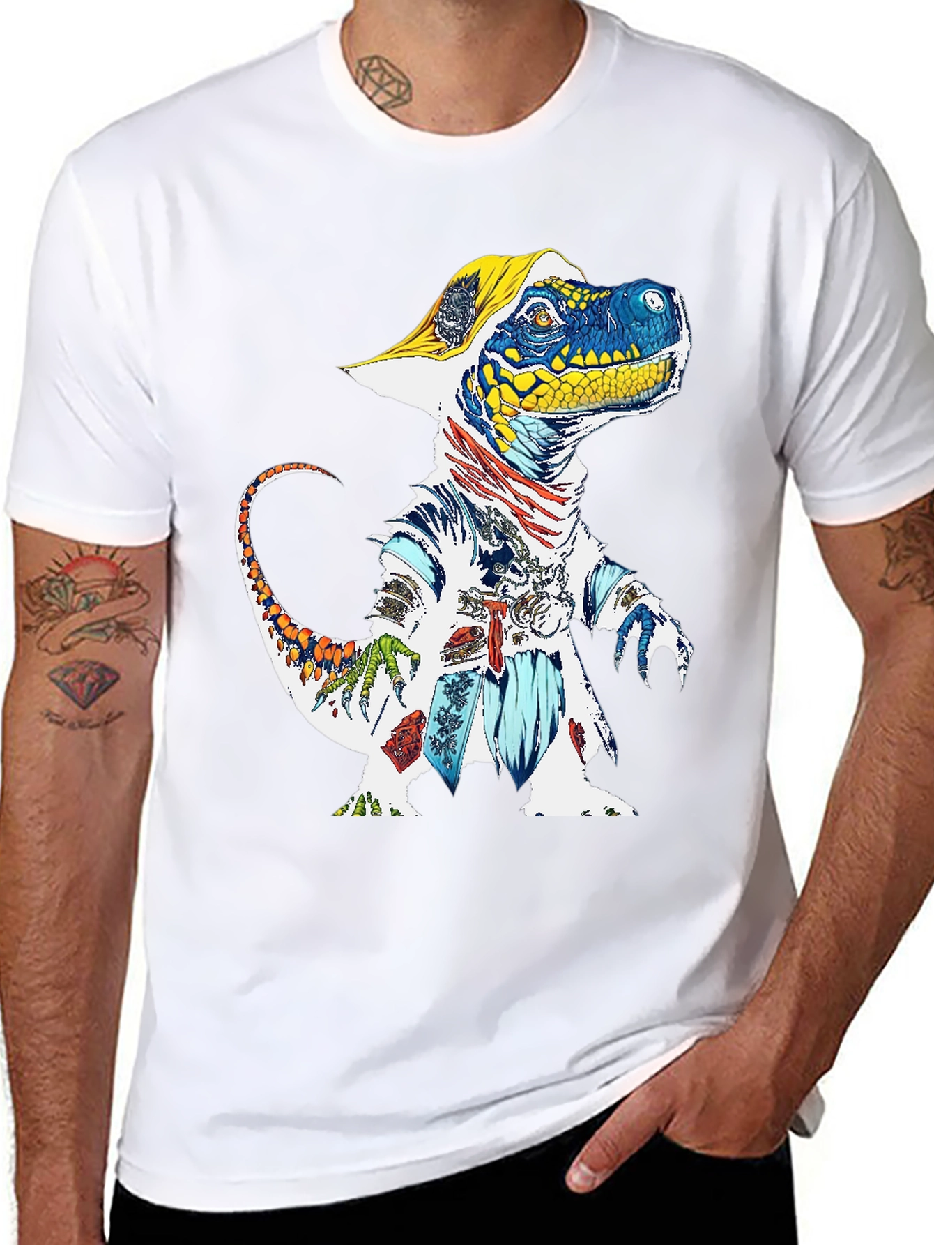 Dino Samurai Graphic Tee - Cool Casual Wear