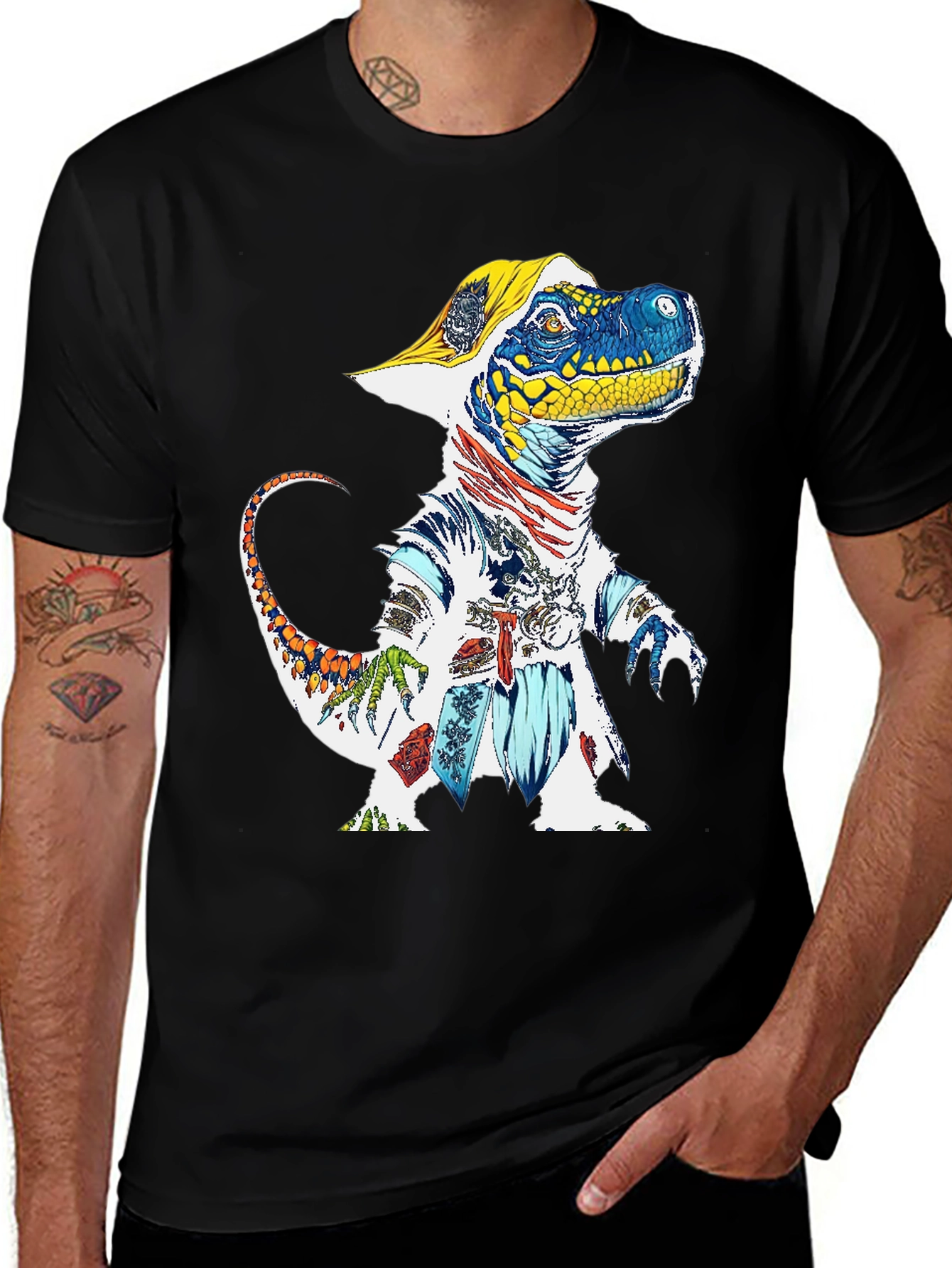 Dino Samurai Graphic Tee - Cool Casual Wear