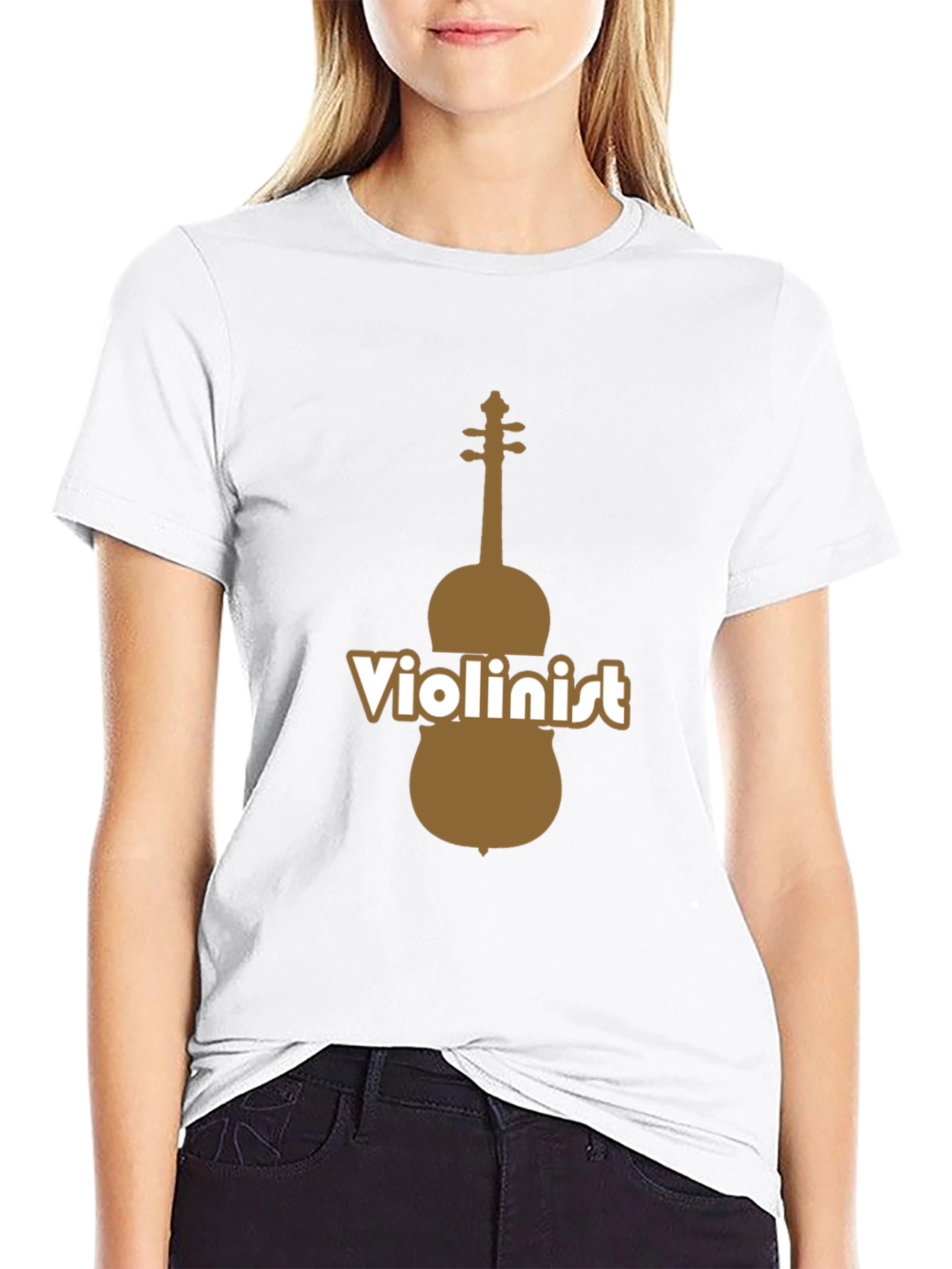 Violinist Graphic Tee - Black Cotton Blend T-Shirt