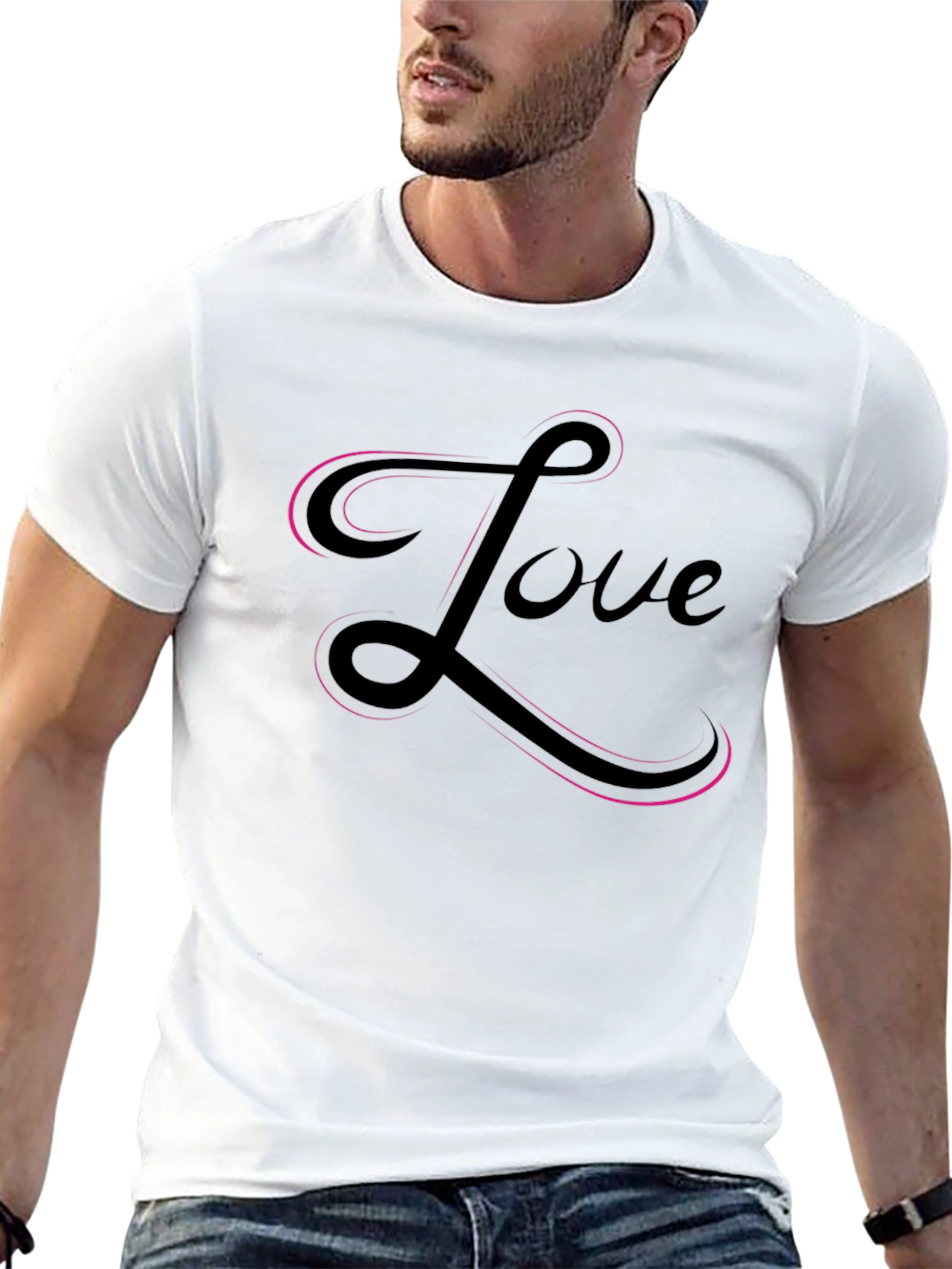 Love Graphic Tee - Stylish Black Crew Neck T-Shirt