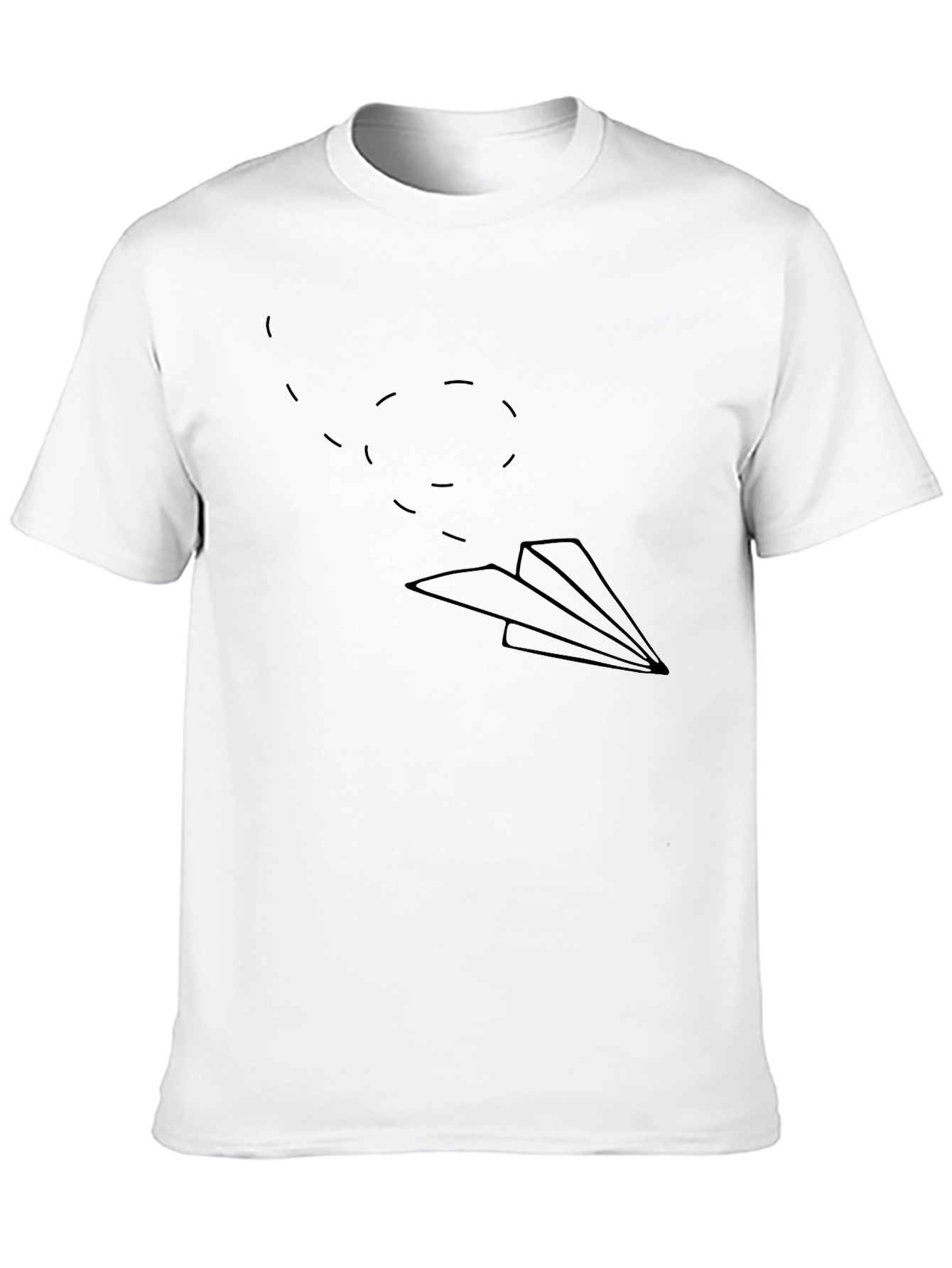 Mens Black T-Shirt with Paper Airplane Graphic