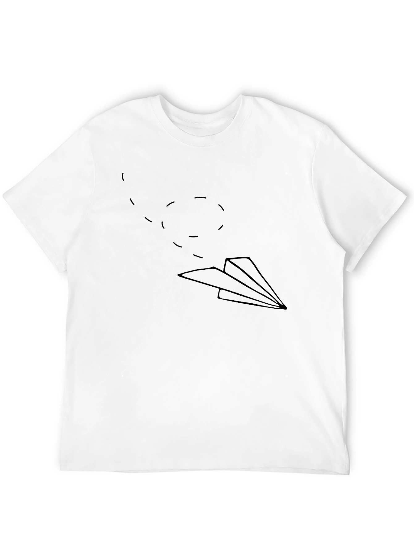 Mens Black T-Shirt with Paper Airplane Graphic