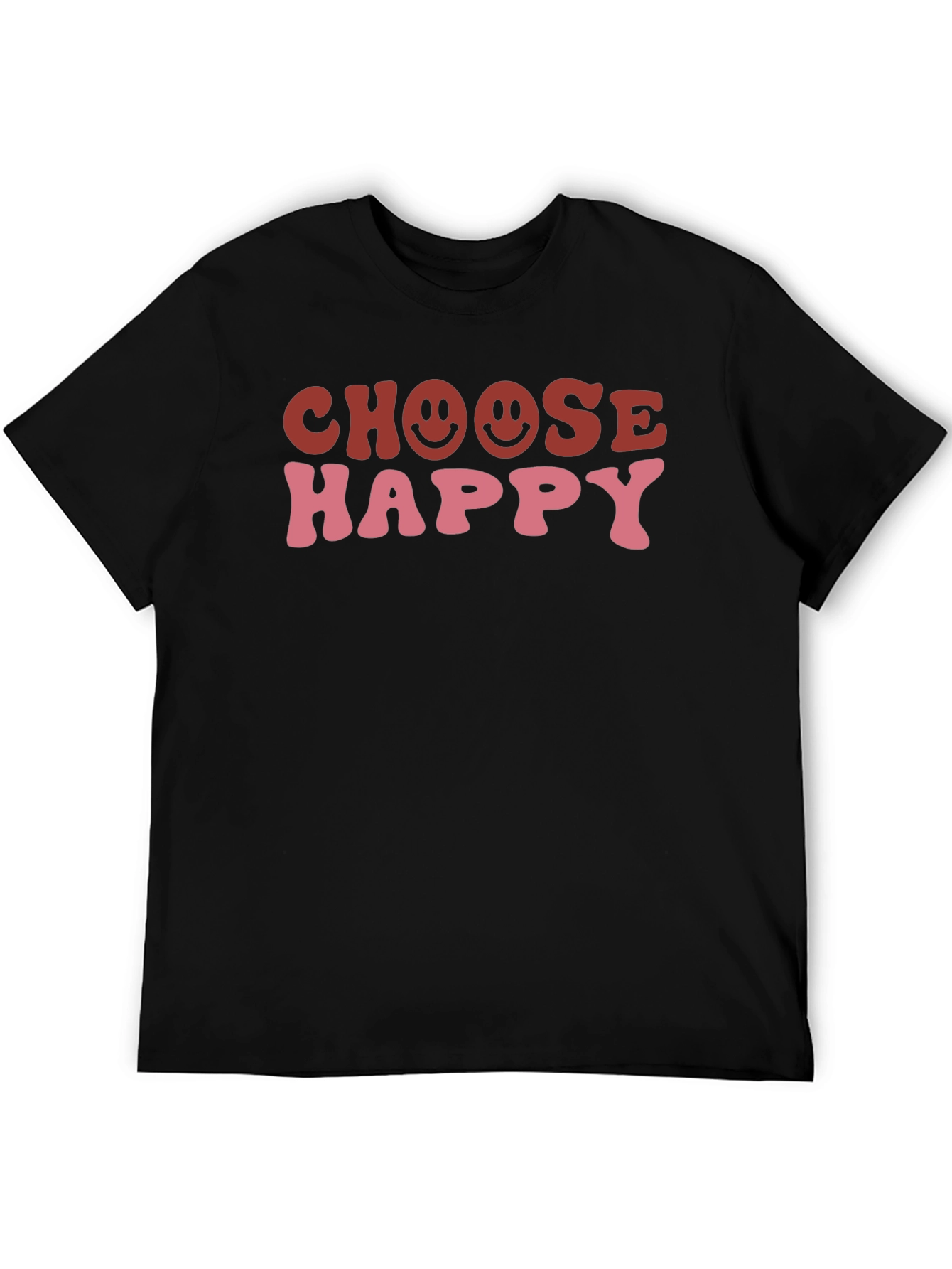 Choose Happy Graphic Tee - Black Cotton T-Shirt
