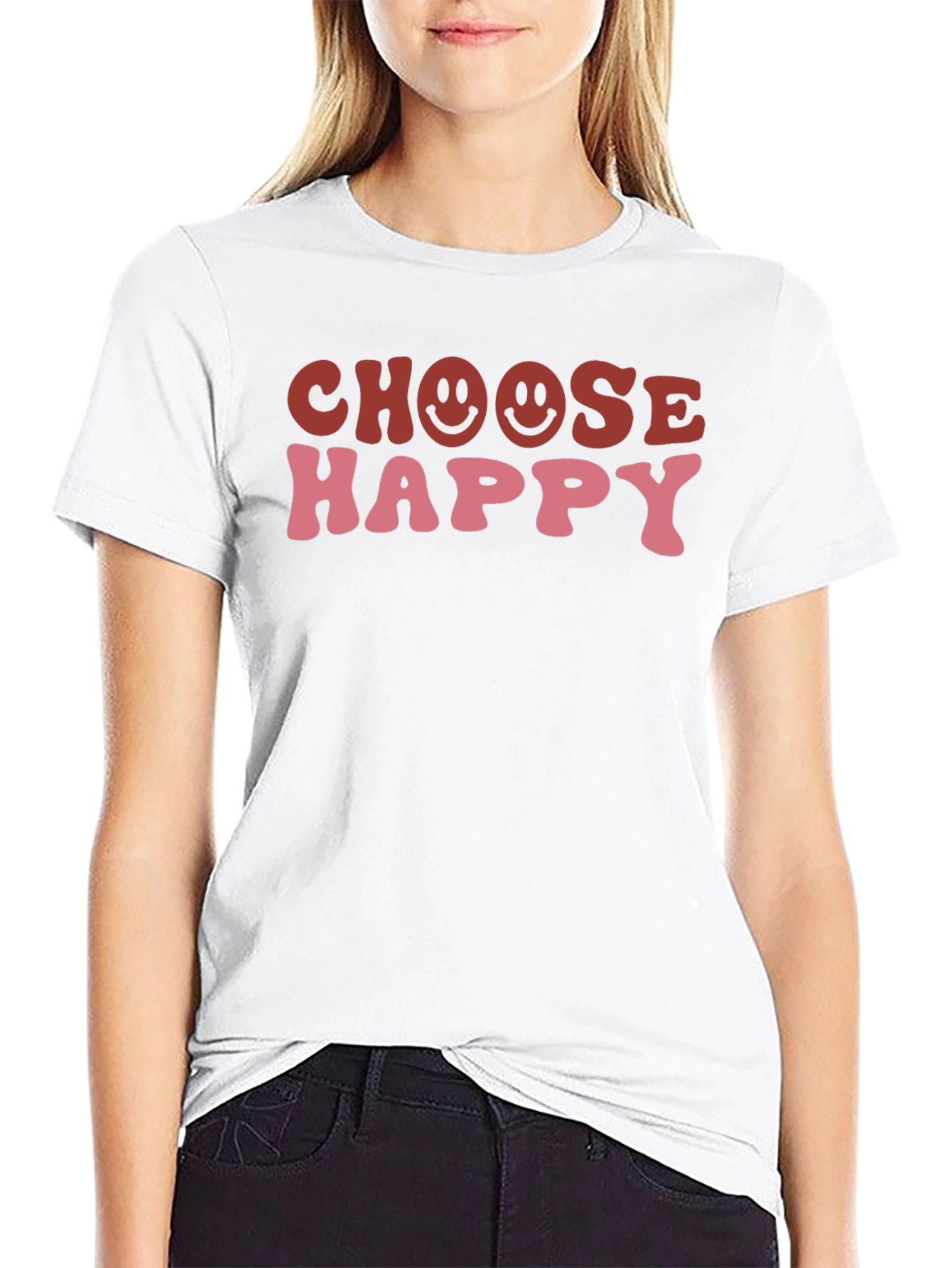 Choose Happy Graphic Tee - Black Cotton T-Shirt