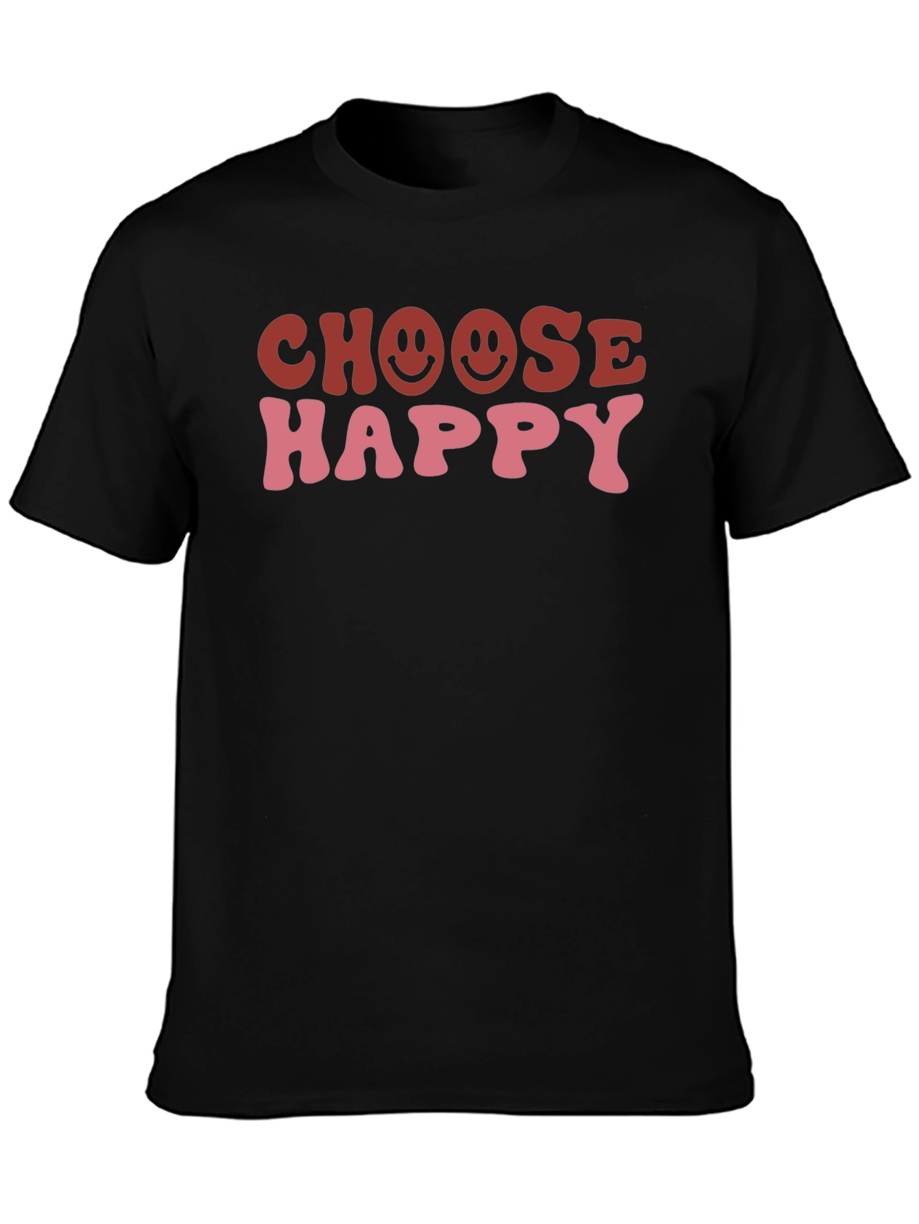 Choose Happy Graphic Tee - Black Cotton T-Shirt