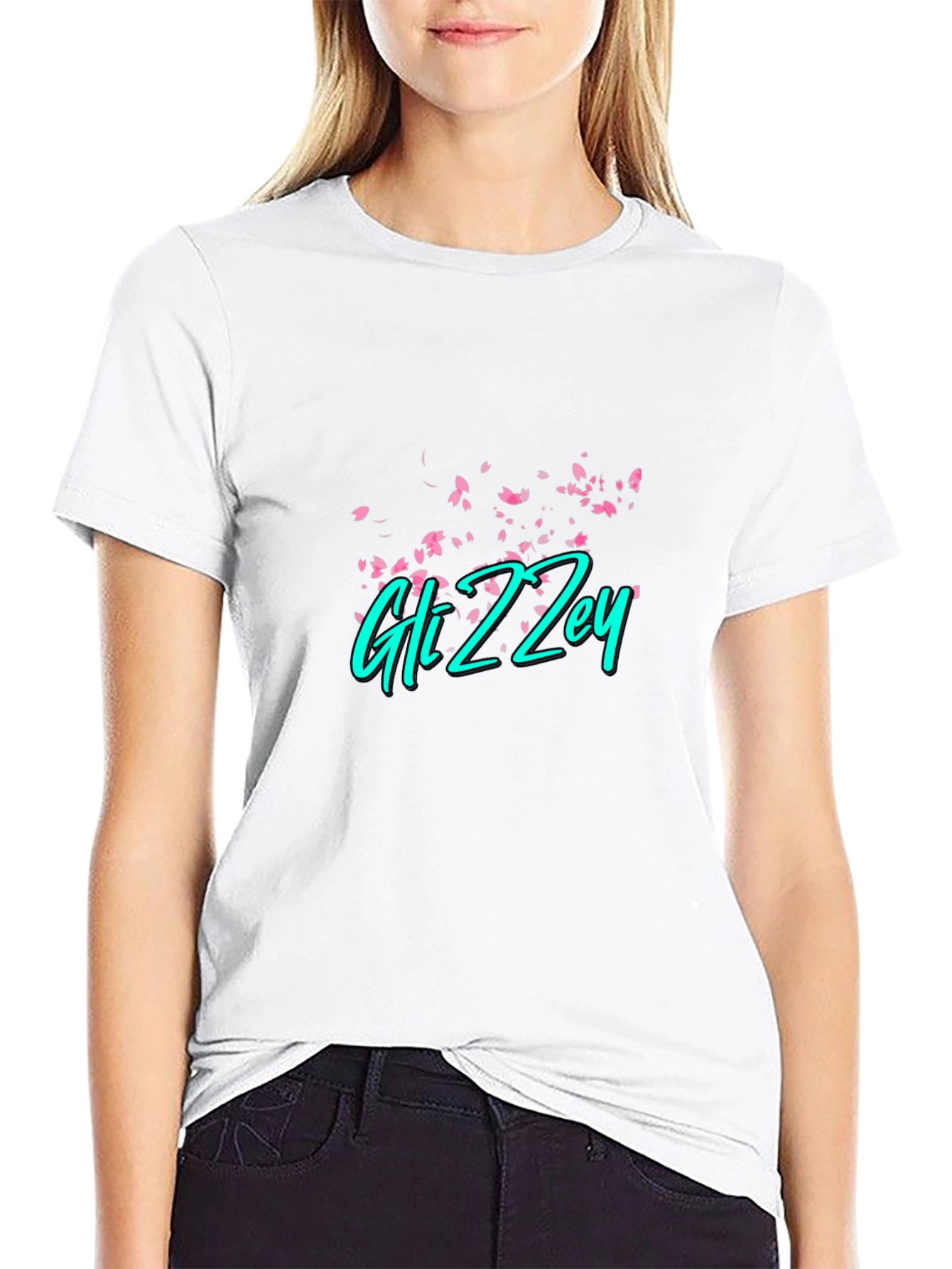 Gli Zzey Black T-Shirt with Floral Design