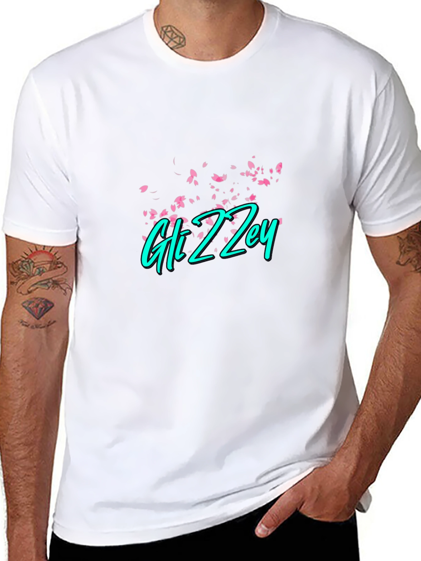 Gli Zzey Black T-Shirt with Floral Design