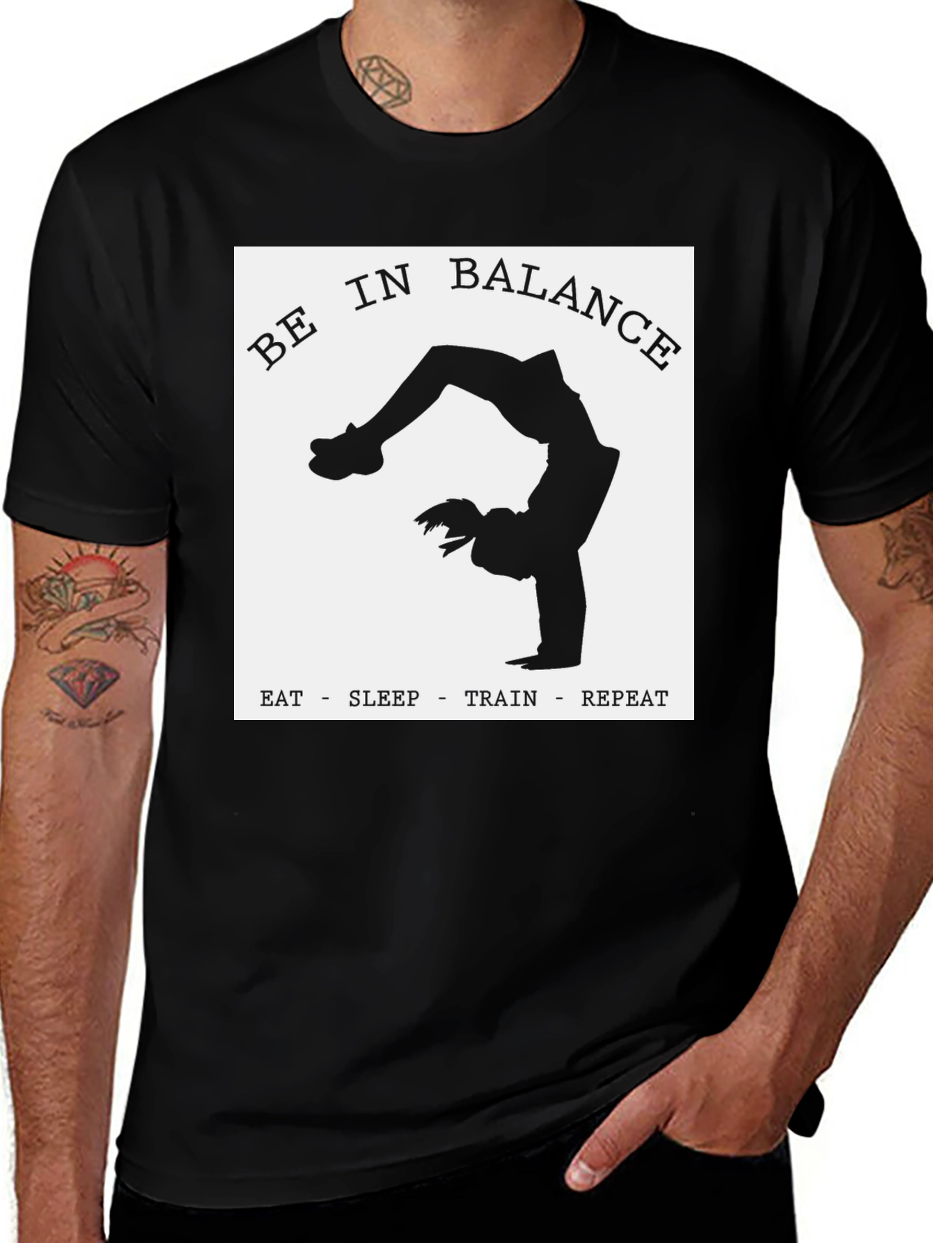 Be in Balance T-Shirt - Eat Sleep Train Repeat